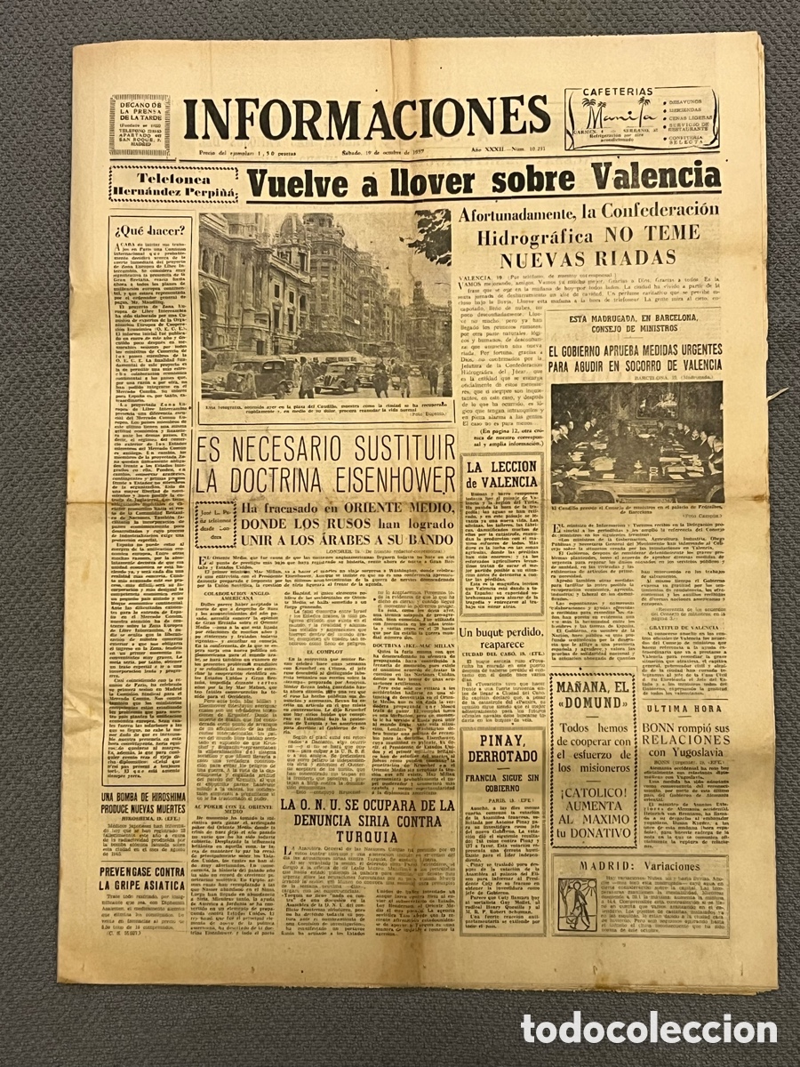 Collezionismo di Riviste e Giornali: LA RIUA - INFORMACIONES Diario de la tarde.., VALENCIA RENACE ENTRE EL FANGO Y EL AGUA..