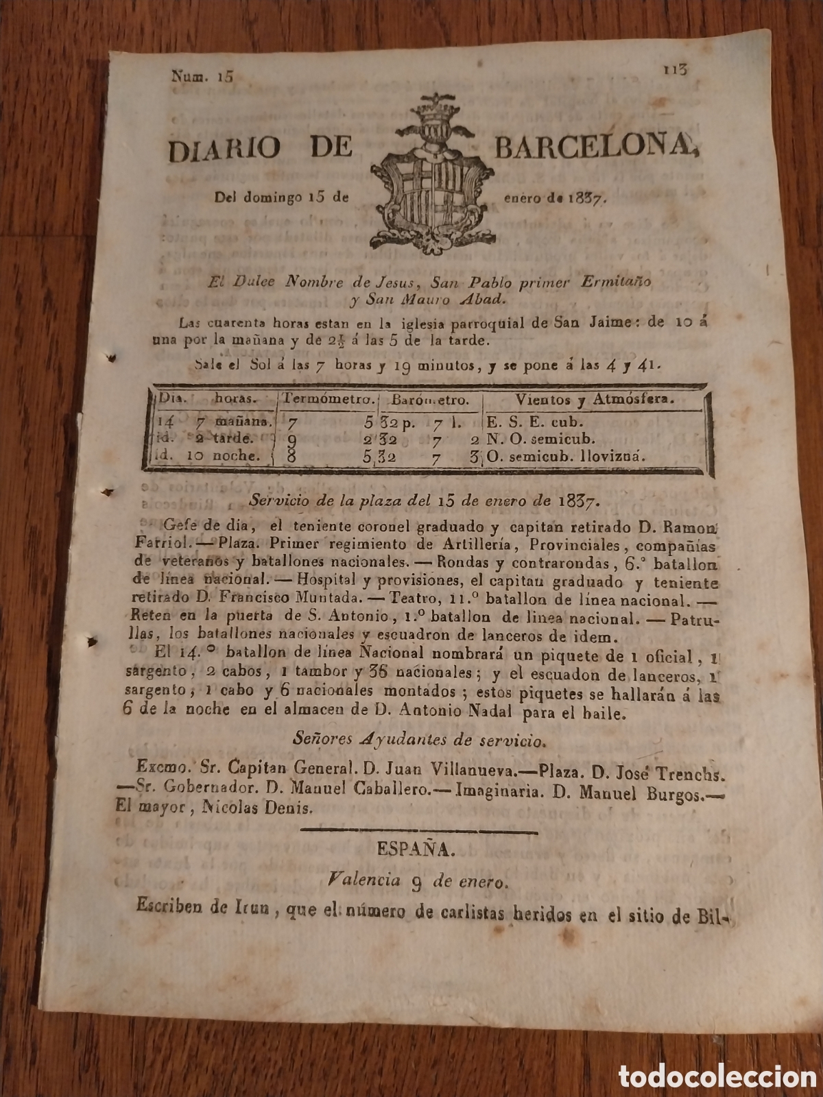 Colecionismo de Revistas e Jornais: DIARIO DE BARCELONA 1837 JUNTA DE ENAGENACI&Oacute;N DE EDIFICIOS Y EFECTOS CONVENTOS SUPRIMIDOS DE GERONA