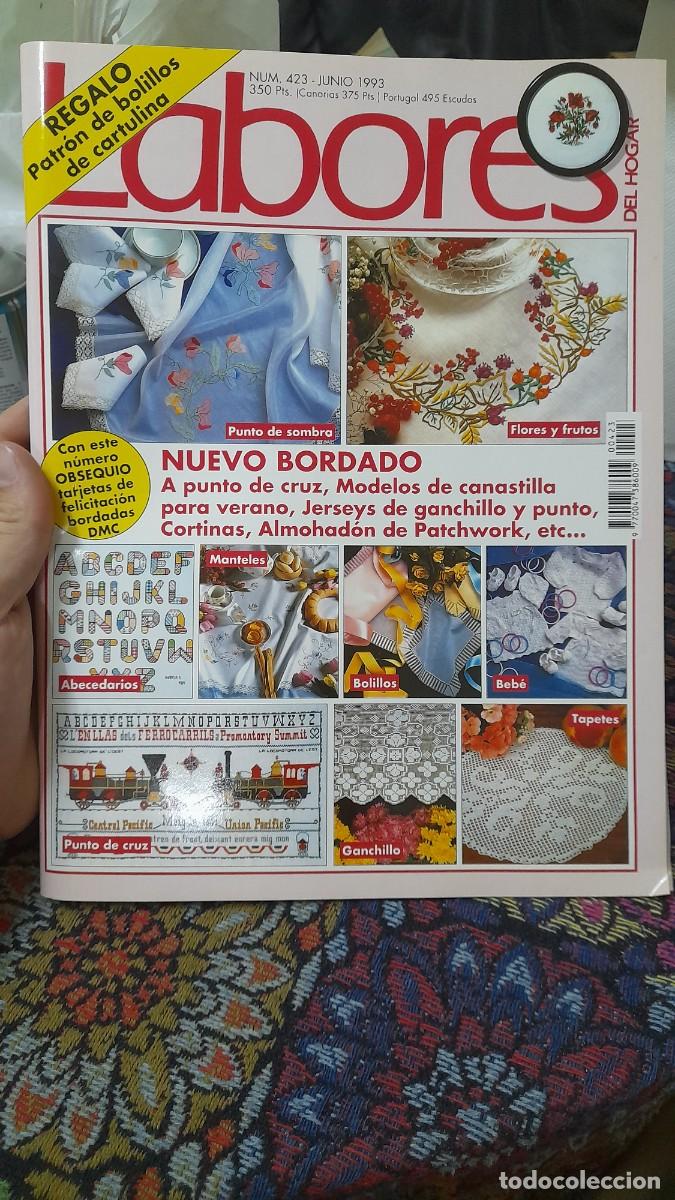 Coleccionismo de Revistas y Peri&oacute;dicos: Revista con patr&oacute;n costura Labores del hogar bordado 423 tren ferrocarril almohad&oacute;n de Patchwork