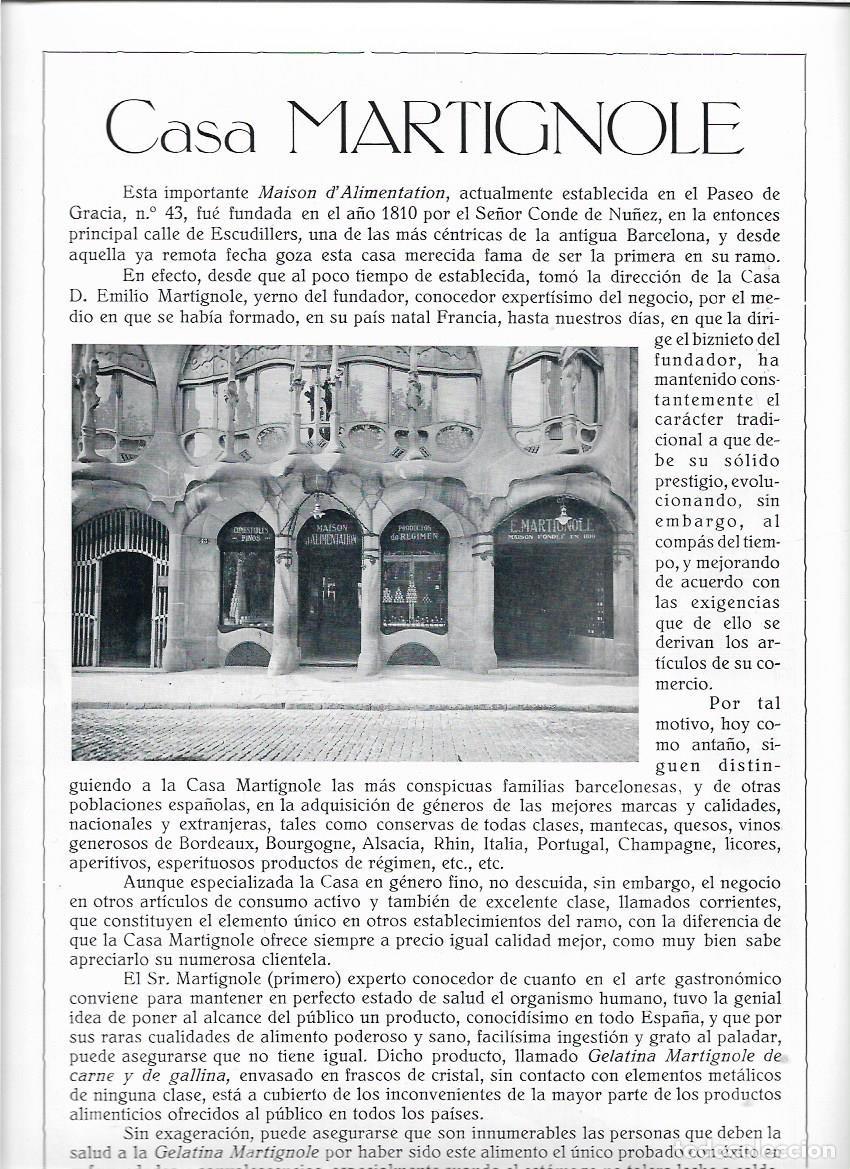 Sammeln von Zeitschriften und Zeitungen: A&Ntilde;O 1928 PUBLICIDAD CASA MAISON MARTIGNOLE BARCELONA ALIMENTACION TIENDA COMERCIO