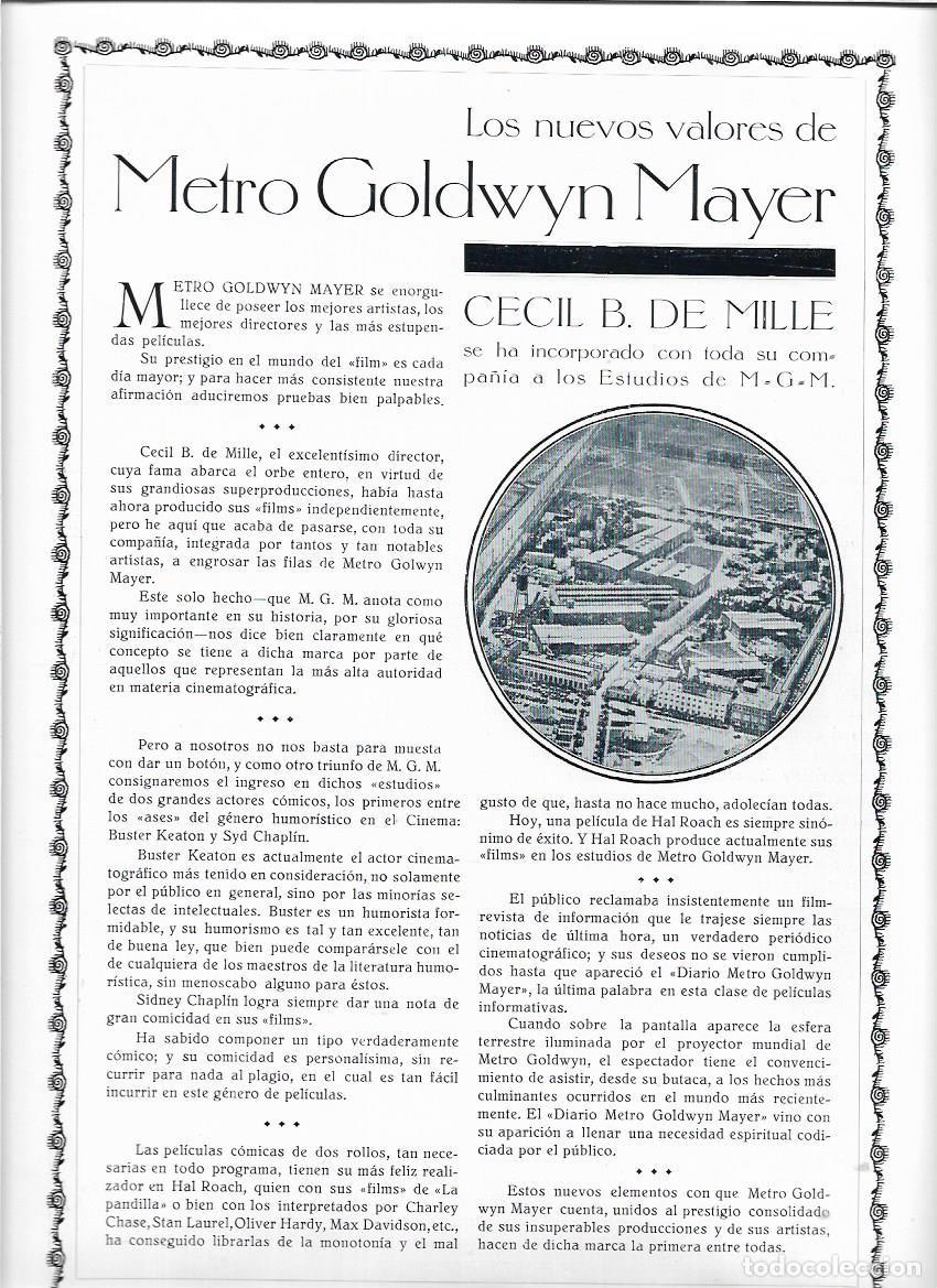 Collectionnisme de Revues et Journaux: A&Ntilde;O 1928 RECORTE PRENSA CINE CINEMATOGRAFIA ESTUDIOS METRO GOLDWYN MYER CECIL DE MILLE