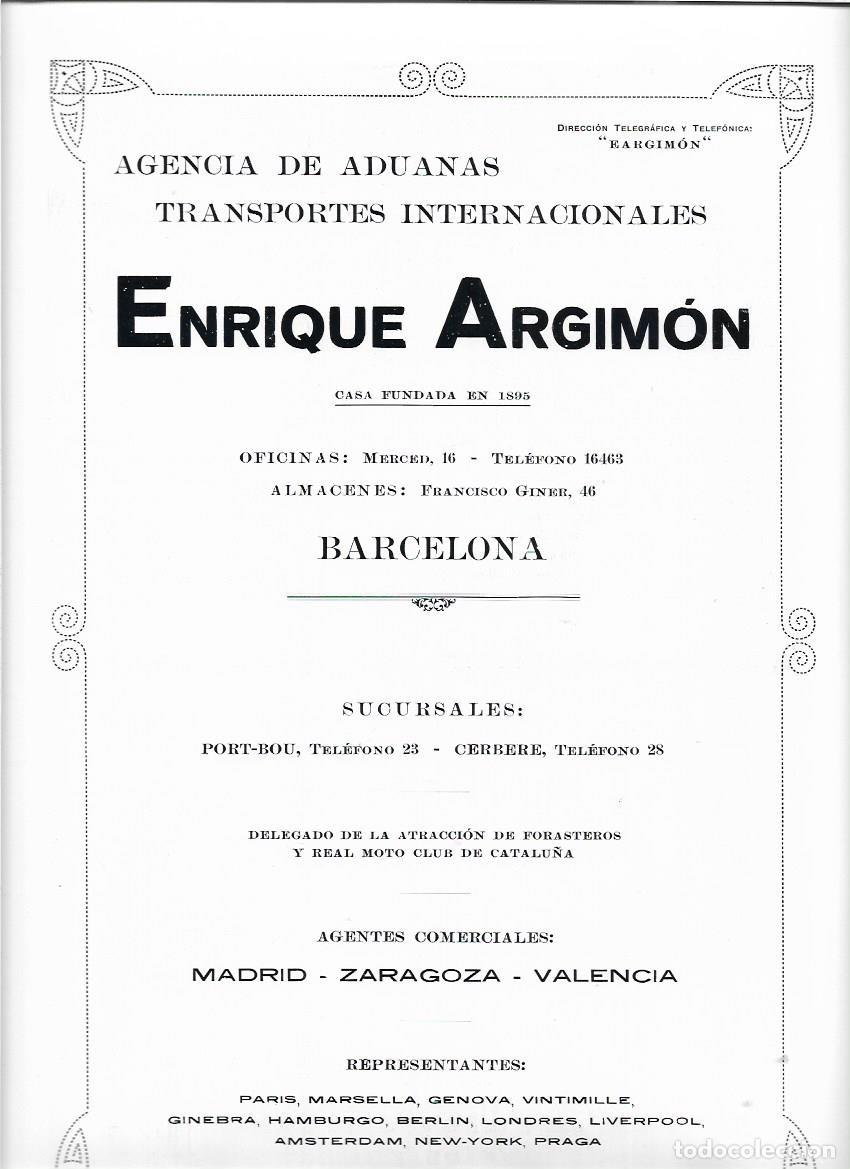Collectionnisme de Revues et Journaux: A&Ntilde;O 1928 PUBLICIDAD ENRIQUE ARGIMON BARCELONA AGENCIA DE ADUANAS TRANSPORTE INTERNACIONAL