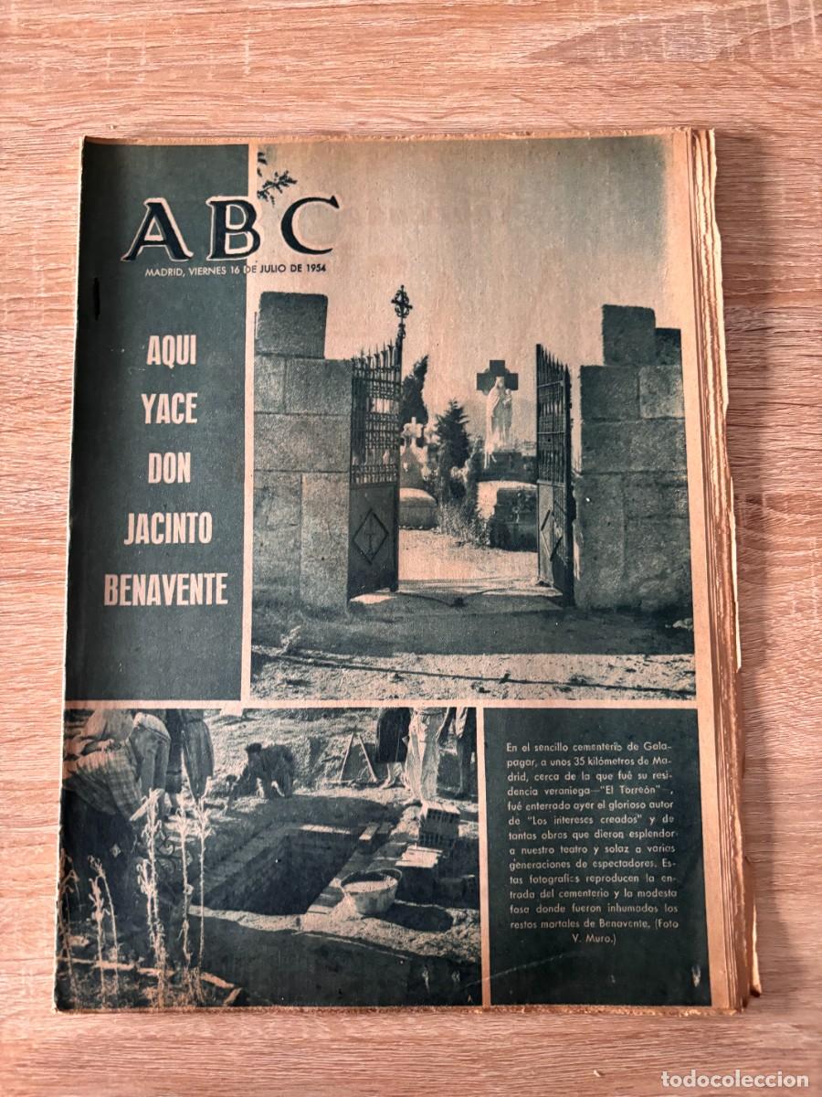 Coleccionismo de Revistas y Peri&oacute;dicos: ABC. 16 JULIO 1954. N&ordm; 15088. AQUI YACE DON JACINTO BENAVENTE. LEER
