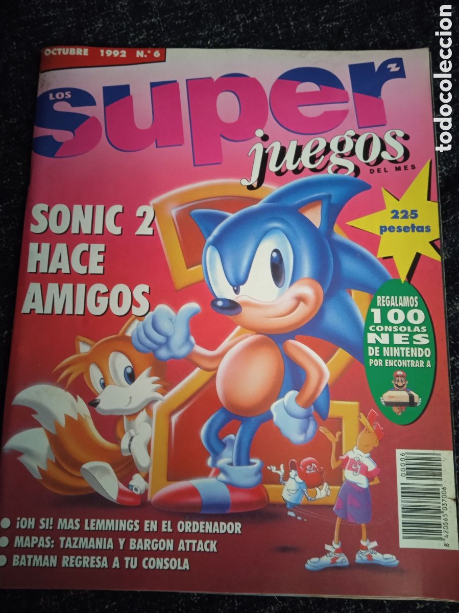 Colecionismo de Revistas e Jornais: SUPER JUEGOS N&ordm; 6 OCTUBRE 1992 -SEGA MEGADRIVE, SONIC 2, LEMMINGS, TAZMANIA, REVISTA VIDEOJUEGOS