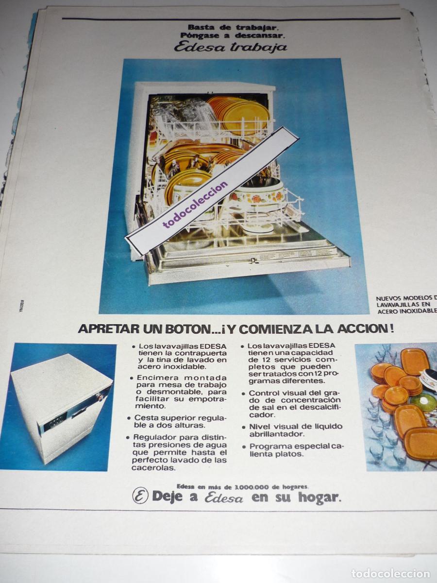 Coleccionismo de revistas y peri&oacute;dicos: ANUNCIO PUBLICIDAD *EDESA, LAVAVAJILLAS* - 1 HOJA, RECORTE REVISTA, A&Ntilde;OS 70