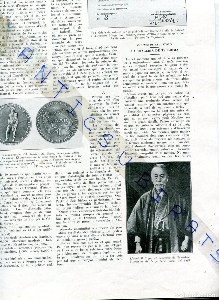 Coleccionismo de Revistas y Peri&oacute;dicos: REVISTA A&Ntilde;O 1935 EL SARRE ARMADA DE JAPON TSUSHIMA WAGNER MORZART AL LICEU FUNDACION DE LIMA 400