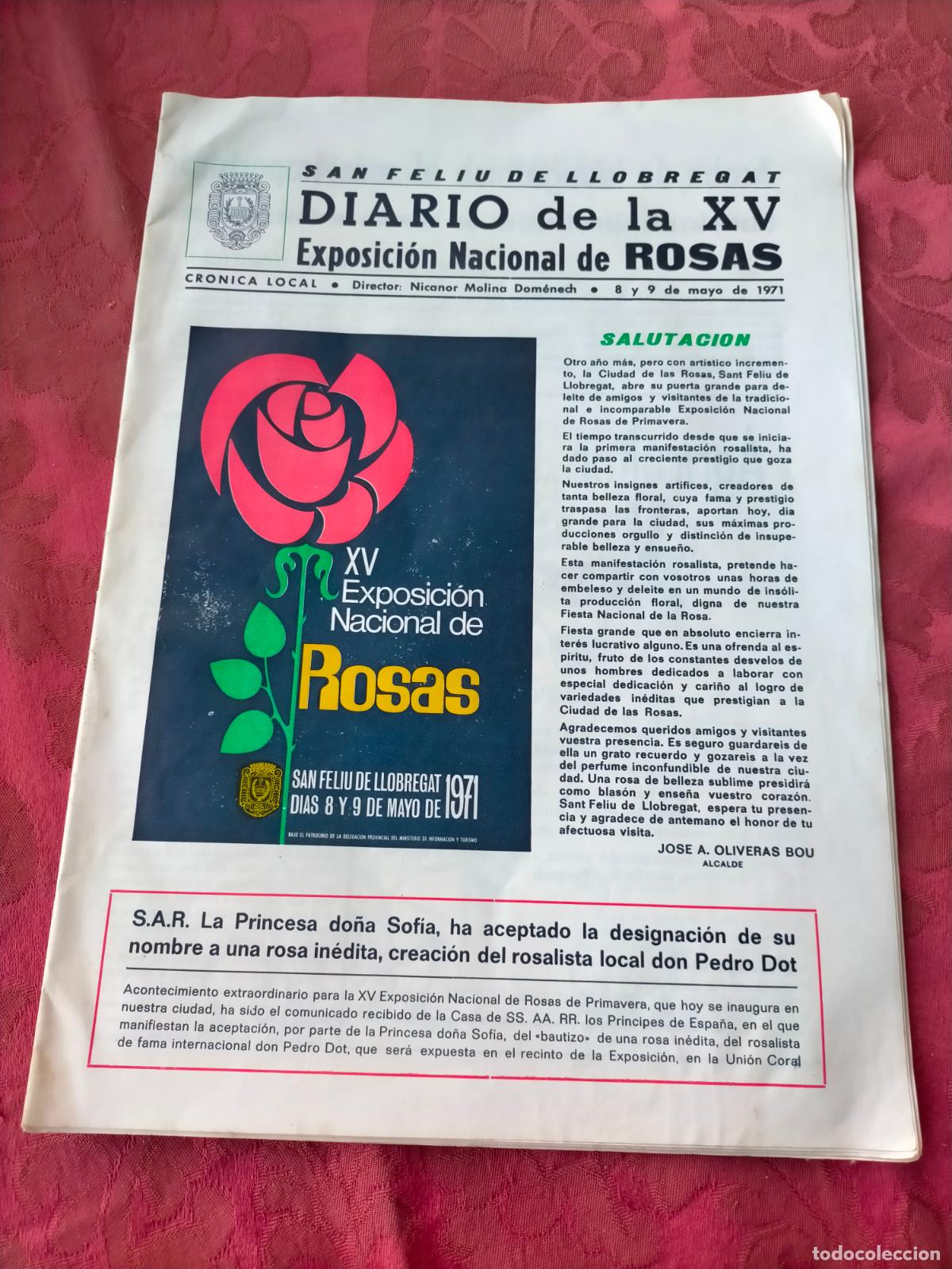 Coleccionismo de Revistas y Peri&oacute;dicos: Revista San Feliu de Llobregat diario de la XV exposici&oacute;n nacional de rosas 1971