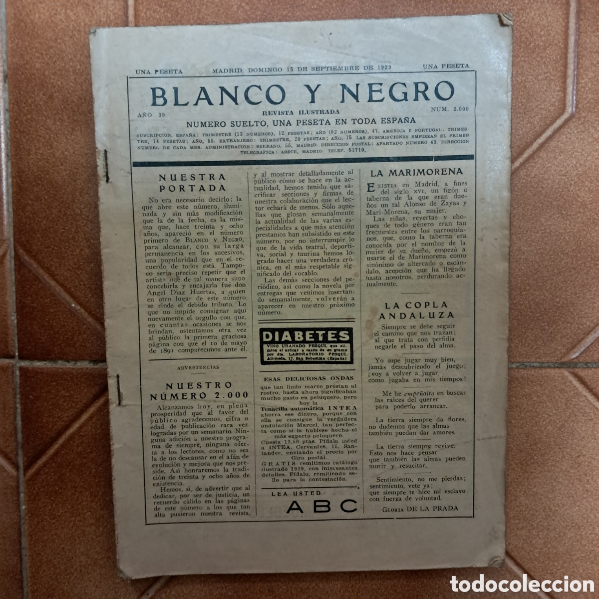 Collection Magazines and Newspapers: BLANCO Y NEGRO revista ilustrada A&Ntilde;O 39 N&Uacute;M. 2000 - 16 SEPTIEMBRE 1929