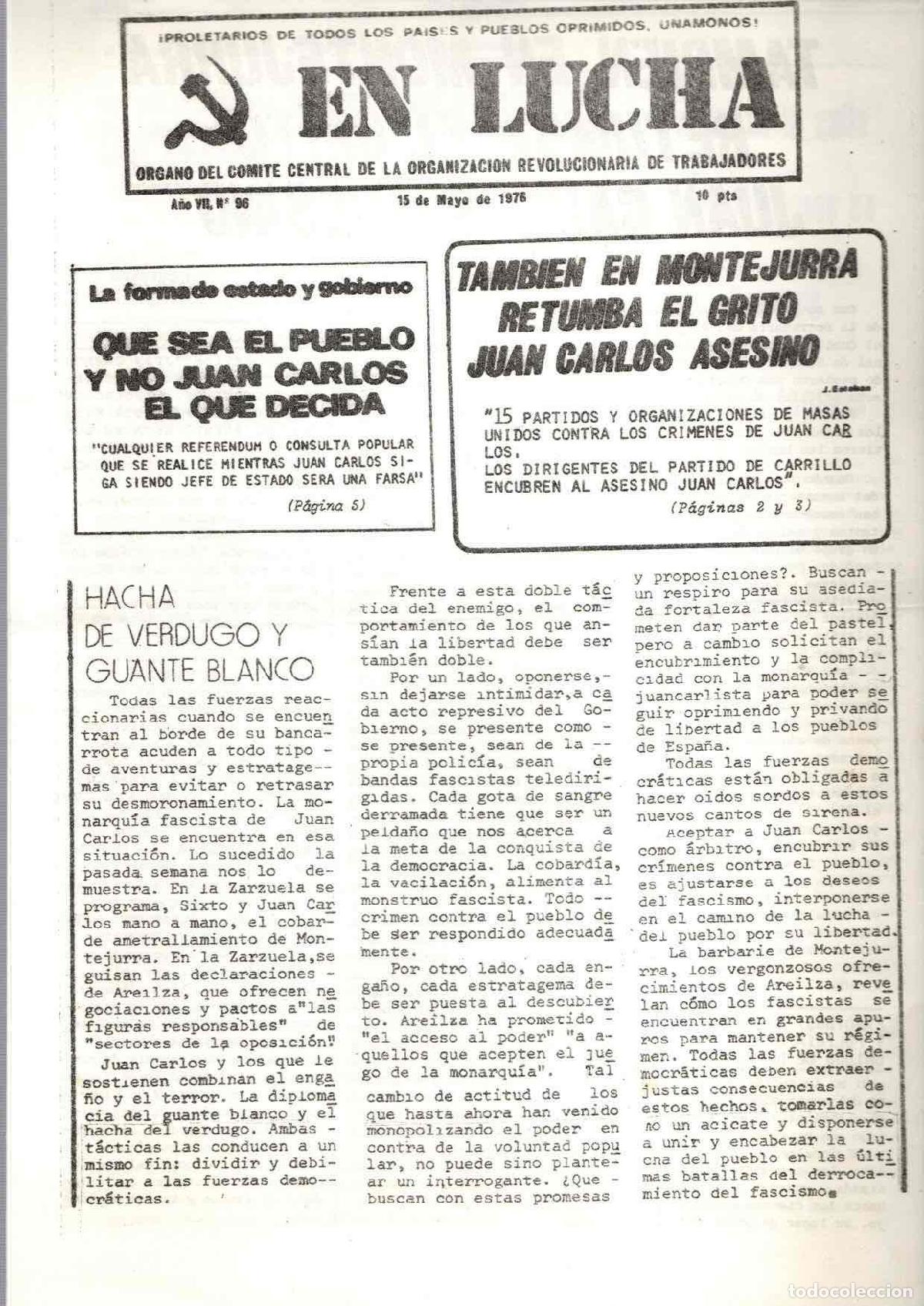 Collezionismo di Riviste e Giornali: EN LUCHA ORGANO DEL COMITE CENTRAL DE LA ORGANIZACION REVOLUCIONARIA DE TRABAJADORES 1976