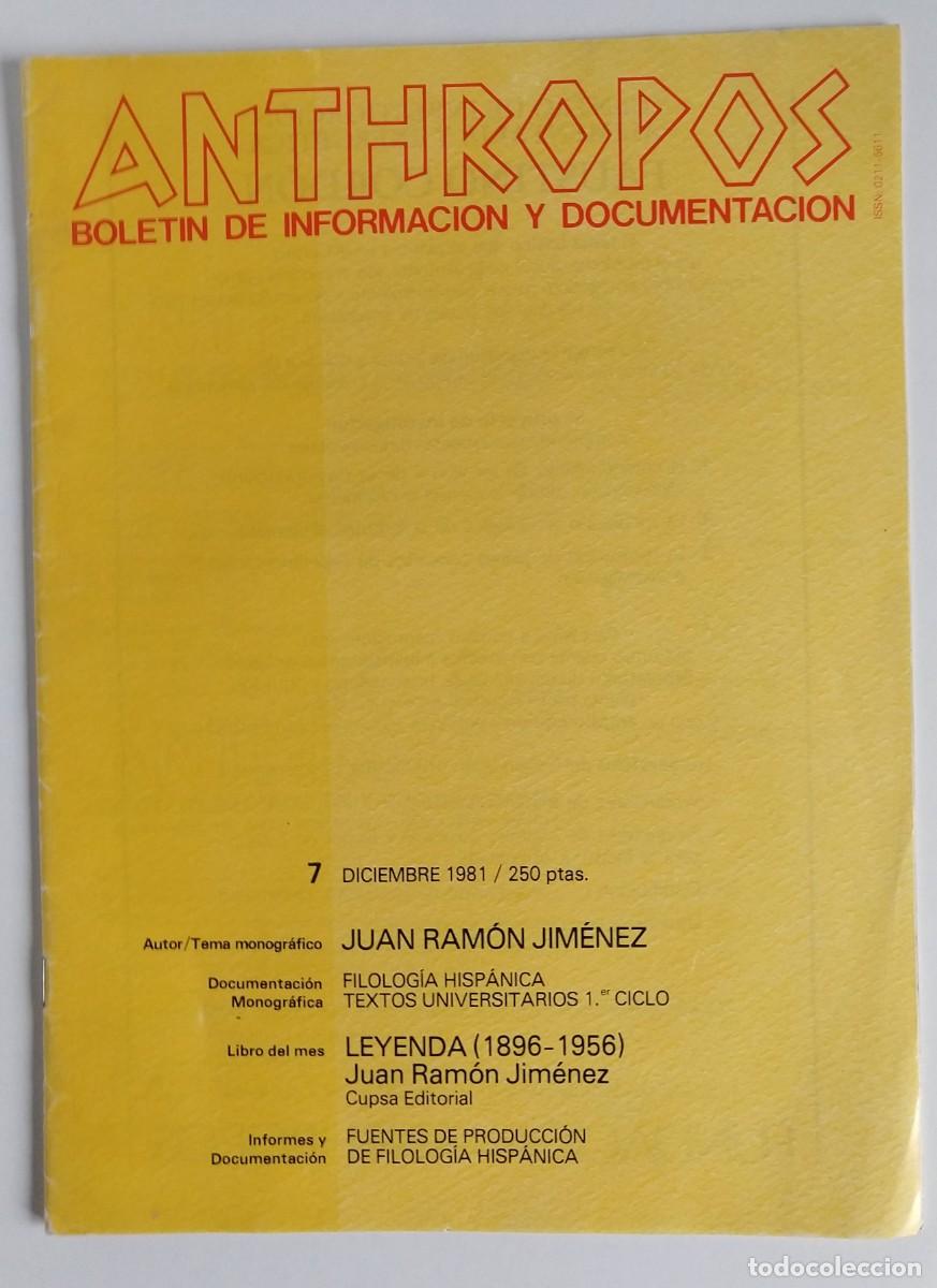 Coleccionismo de revistas y peri&oacute;dicos: ANTHROPOS, Bolet&iacute;n de Informaci&oacute;n y Documentaci&oacute;n, Diciembre 1981
