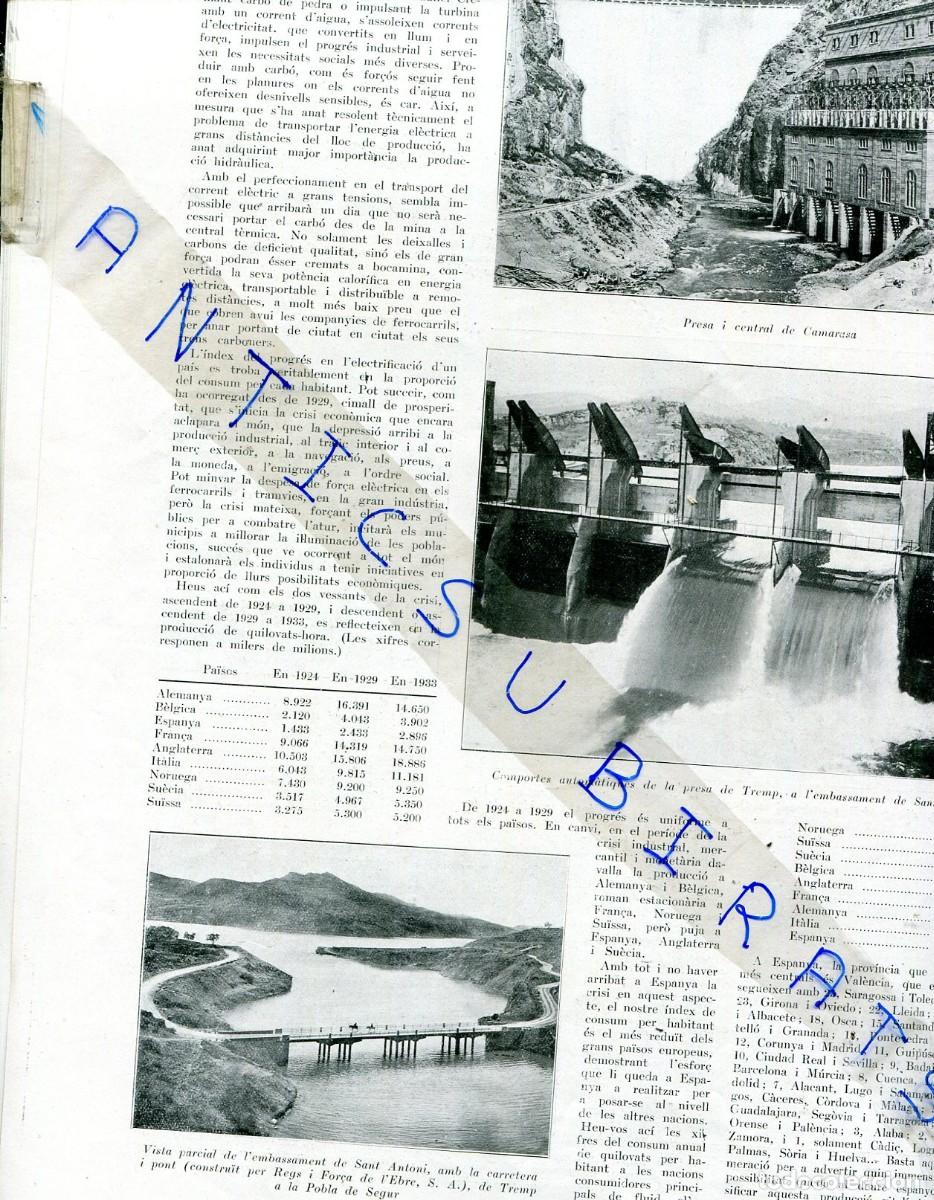 Coleccionismo de revistas y peri&oacute;dicos: REVISTA A&Ntilde;O 1935 SALTOS DE AGUA CAMARASA TREMP SANT ANTONI SEIRA HUESCA SEROS CENTRAL HIDROELECTRICA