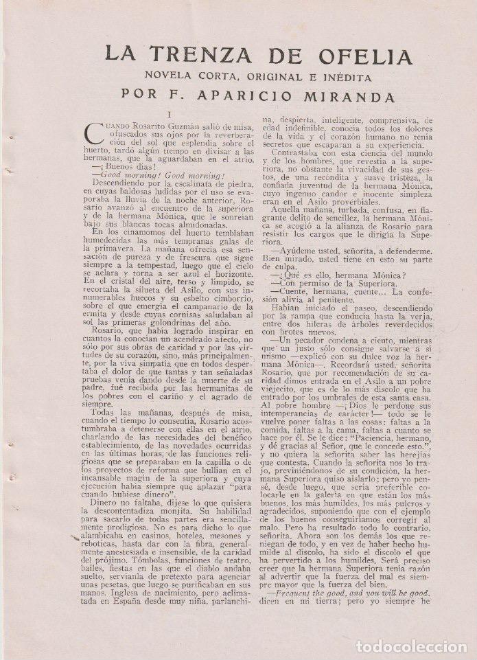 Colecionismo de Revistas e Jornais: La trenza de Ofelia / novela de F. Aparicio Miranda; ilustraciones M&eacute;ndez Bringa -1926