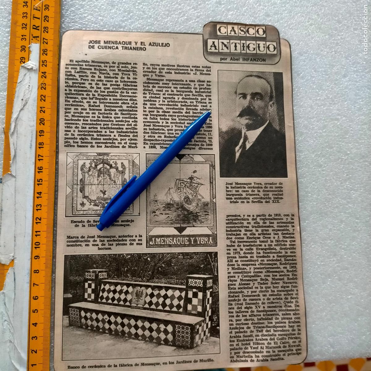 Coleccionismo de Revistas y Peri&oacute;dicos: NOTICIA SEVILLA CASCO ANTIGUO ANTONIO BURGOS - JOSE MENSAQUE Y EL AZULEJO DE CUENCA TRIANERO