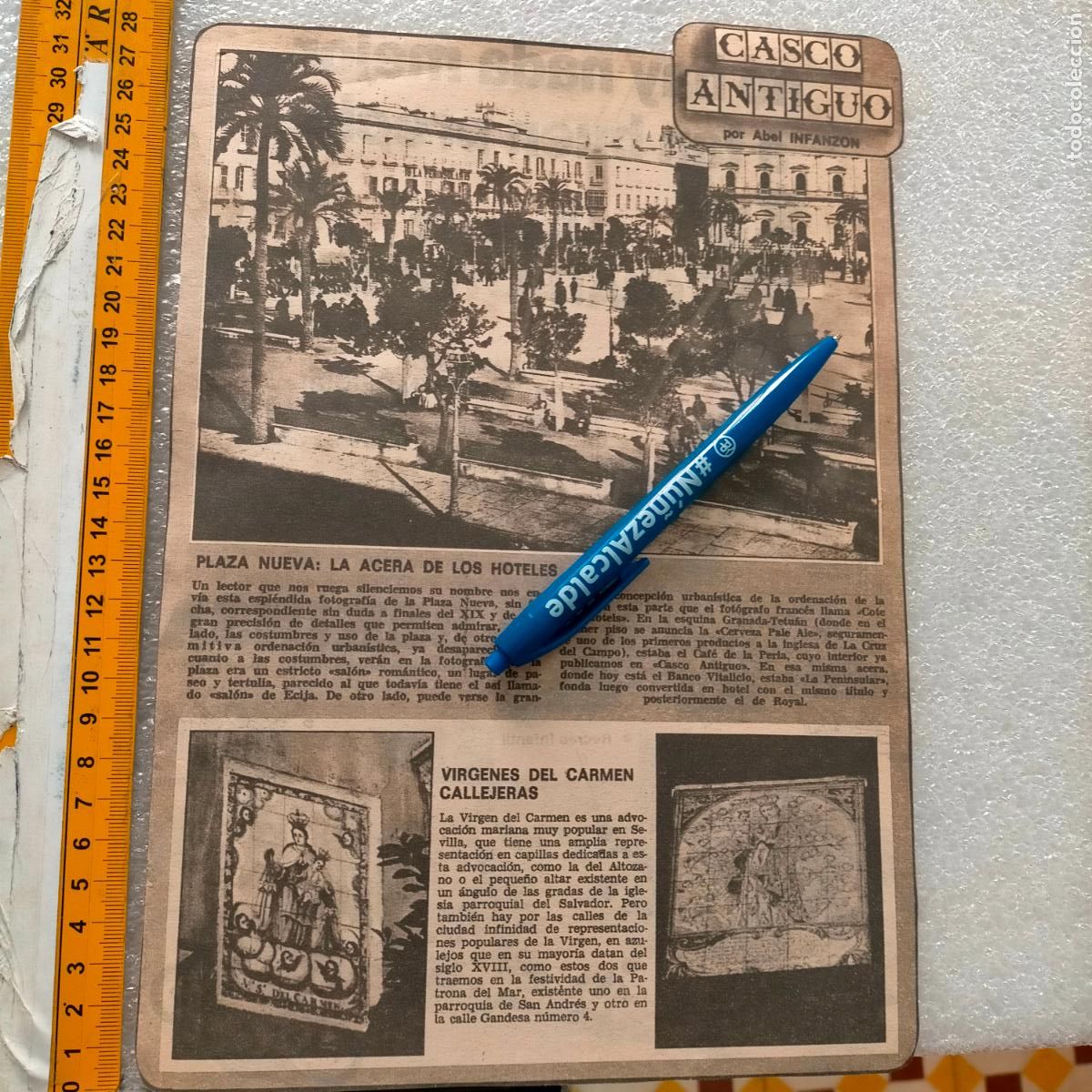 Coleccionismo de Revistas y Peri&oacute;dicos: NOTICIA SEVILLA CASCO ANTIGUO ANTONIO BURGOS - PLAZA NUEVA HOTELES - VIRGEN DEL CARMEN AZULEJOS