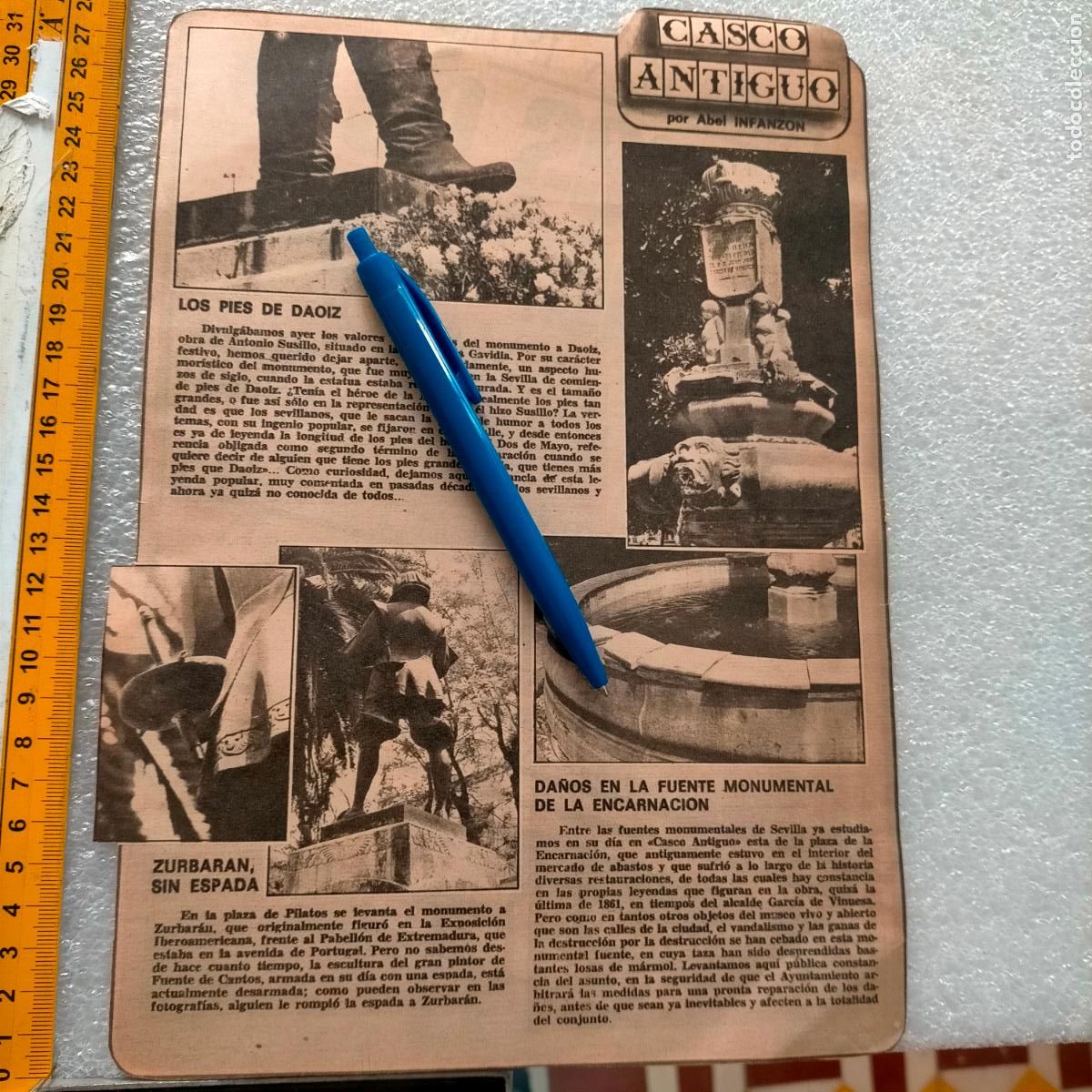 Colecionismo de Revistas e Jornais: NOTICIA SEVILLA CASCO ANTIGUO ANTONIO BURGOS - PIES DE DAOIZ SURBARAN SIN ESPADA , LA ENCARNACION