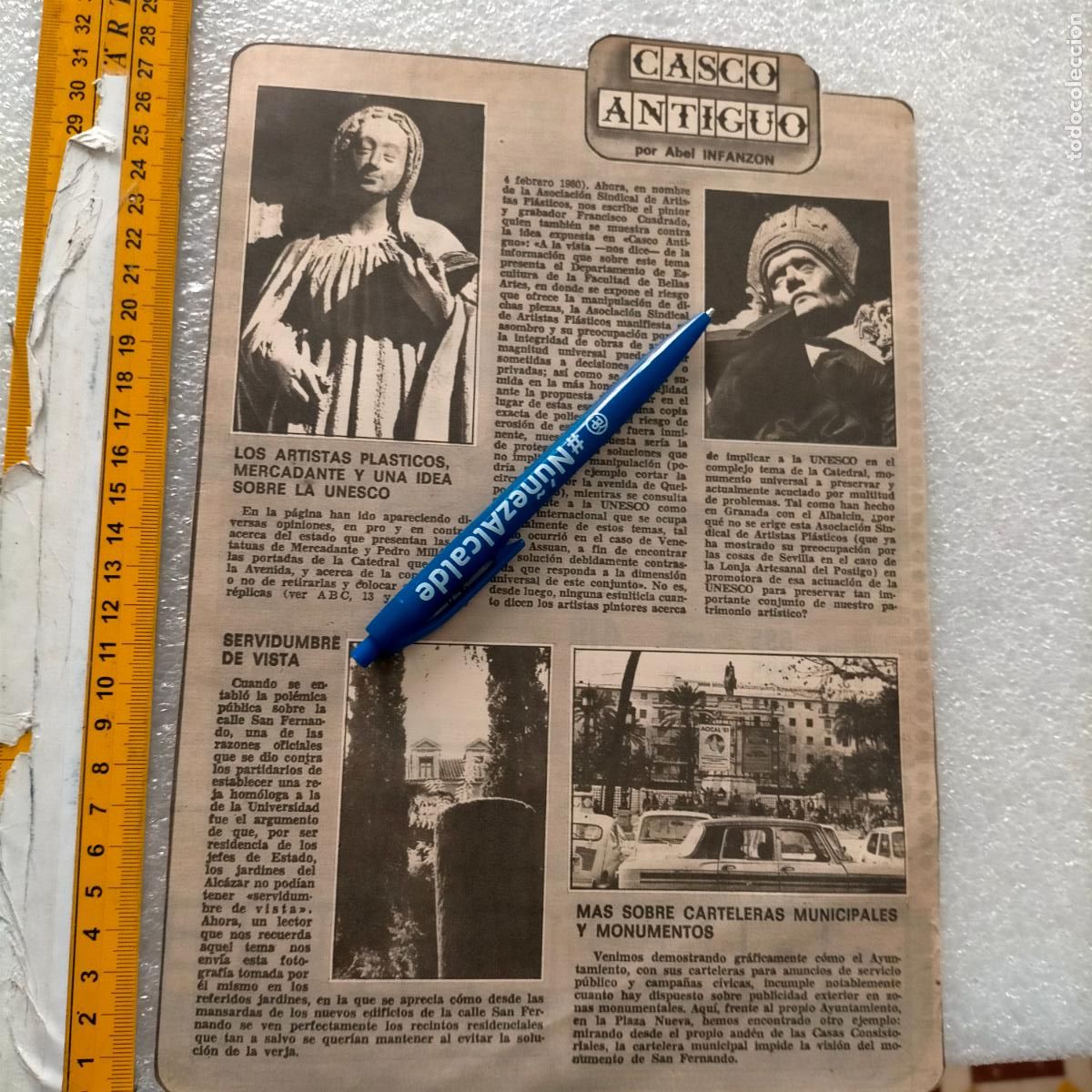 Colecionismo de Revistas e Jornais: NOTICIA SEVILLA CASCO ANTIGUO ANTONIO BURGOS - ARTISTAS PLASTICOS, UNESCO - CARTELERIA MUNICIPAL