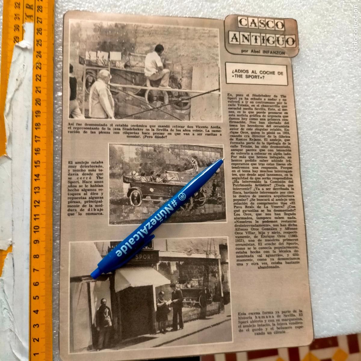 Colecionismo de Revistas e Jornais: NOTICIA SEVILLA CASCO ANTIGUO ANTONIO BURGOS - coche clasico . adios al sport ?