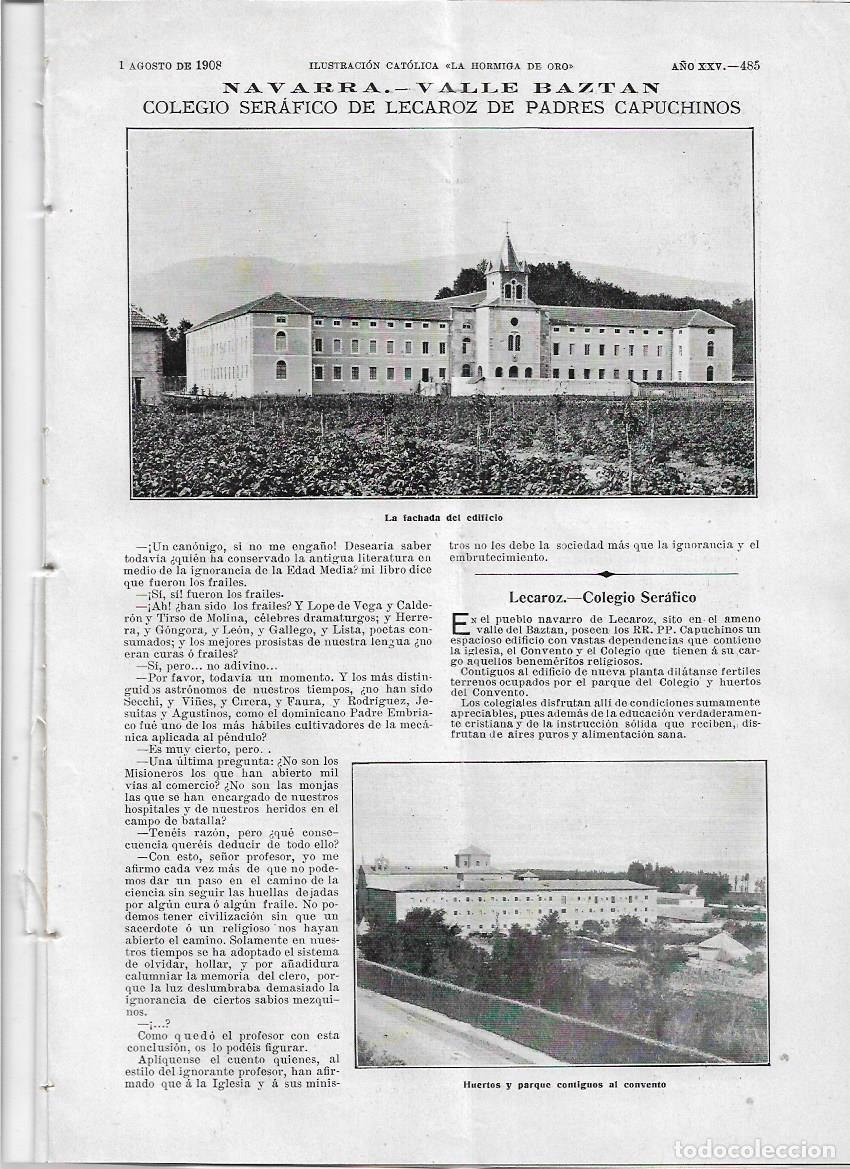 Coleccionismo de revistas y peri&oacute;dicos: A&Ntilde;O 1908 LECAROZ NAVARRA COLEGIO SERAFICO VALLE BAZTAN LONDRES JUEGOS OLIMPICOS ESTADIO OLIMPIADAS