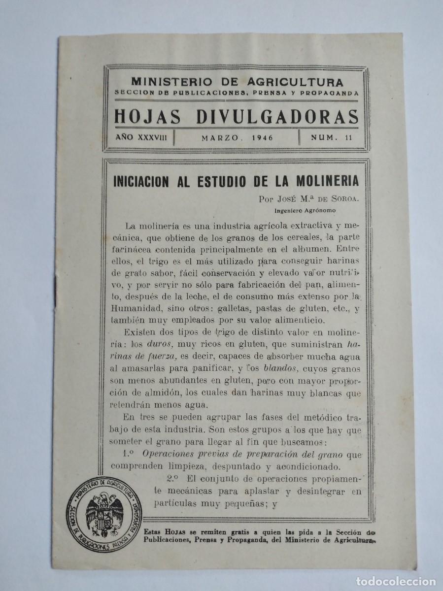 Collection Magazines and Newspapers: HOJAS DIVULGADORAS N&ordm; 11 1946 INICIACI&Oacute;N AL ESTUDIO DE LA MOLINER&Iacute;A JOSE M&Aacute;RIA DE SOROA