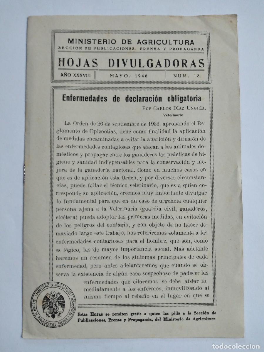 Collection Magazines and Newspapers: HOJAS DIVULGADORAS N&ordm; 18 1946 ENFERMEDADES DE DECLARACION OBLIGATORIA CARLOS DIAZ UNGRIA