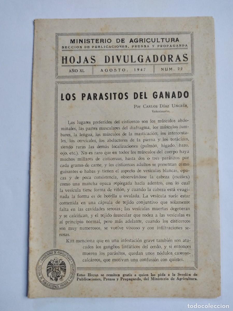Collection Magazines and Newspapers: HOJAS DIVULGADORAS N&ordm; 22 1947 LOS PARASITOS DEL GANADO GENERALIDADES CARLOS DIAZ UNGRIA