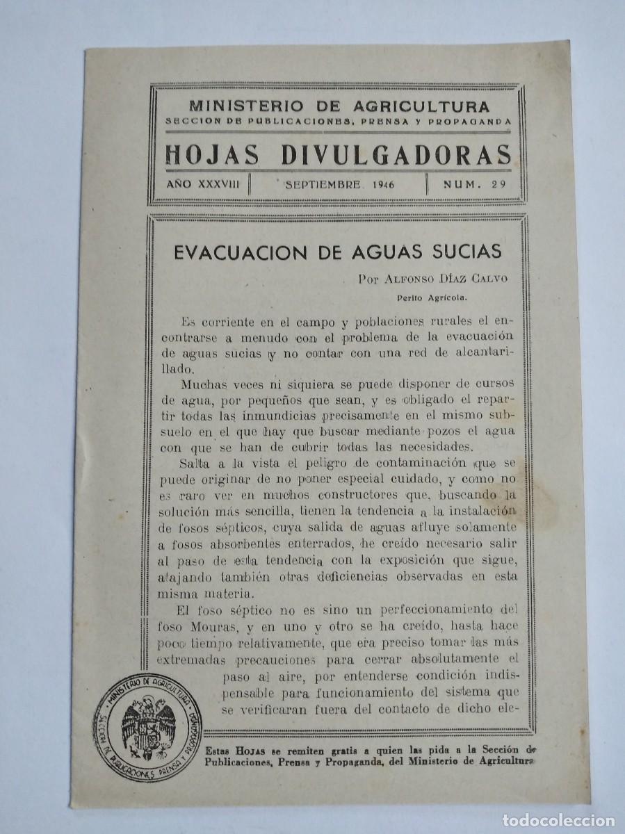 Collection Magazines and Newspapers: HOJAS DIVULGADORAS N&ordm; 29 1946 EVACUACION DE AGUAS SUCIAS ALFONSO DIAZ CALVO