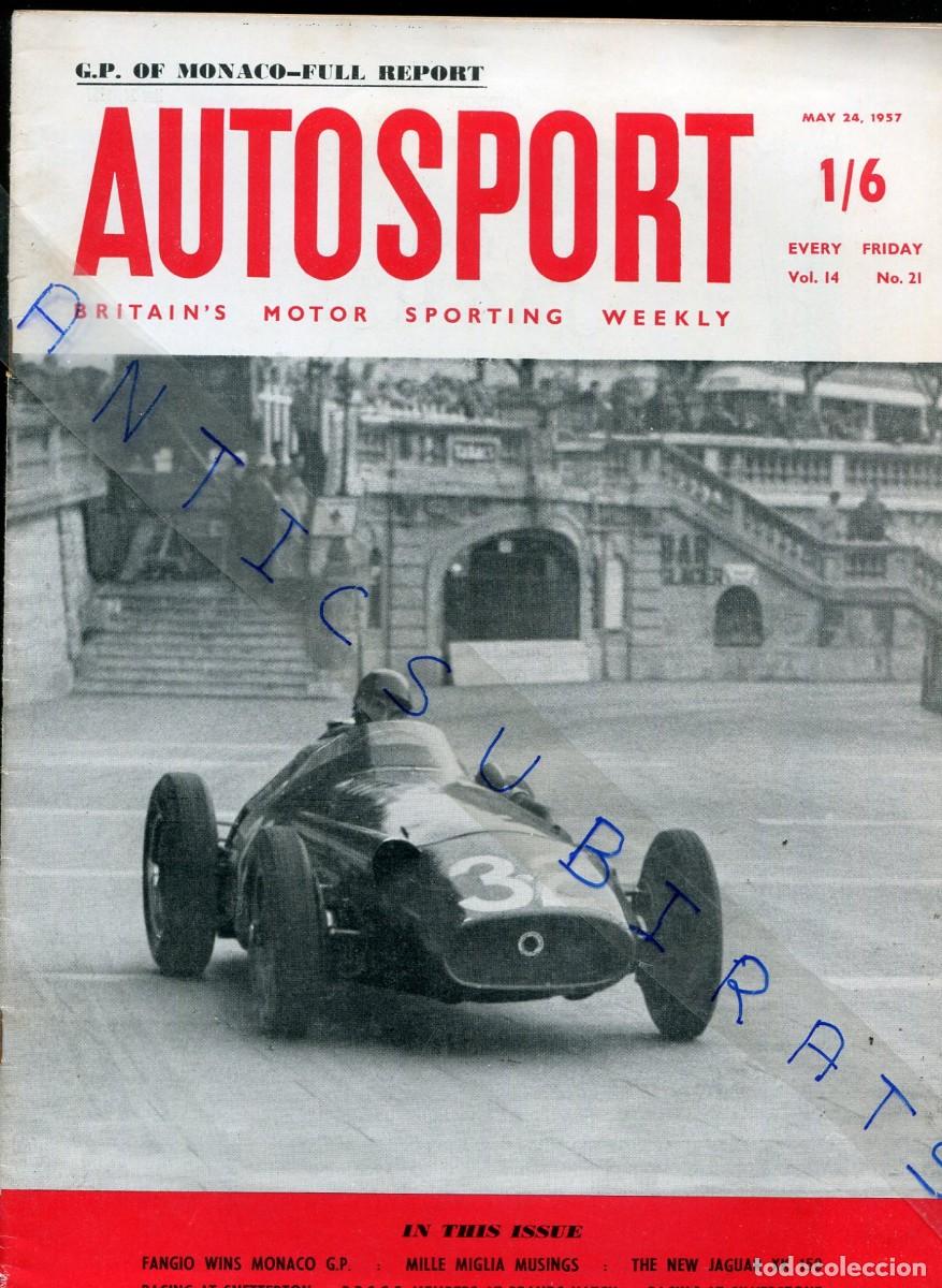 Coleccionismo de Revistas y Peri&oacute;dicos: REVISTA INGLESA AUTOSPORT A&Ntilde;O 1957 FANGIO GRAN PREMIO DE MONACO CARRERA DE COCHES JAGUAR MASERATI