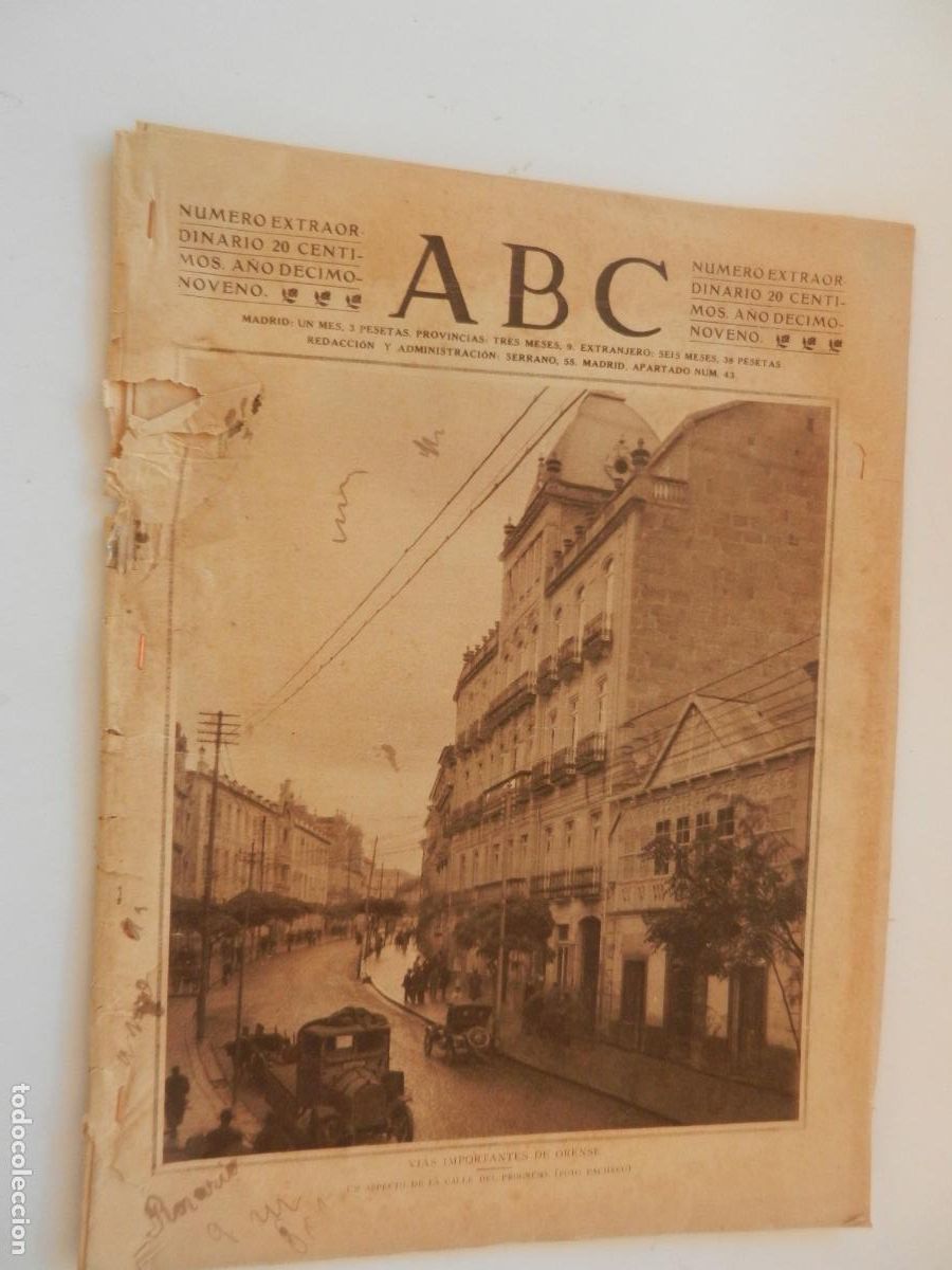 Coleccionismo de Revistas y Peri&oacute;dicos: ABC - N&Uacute;MERO DOMINICAL EXTRAORDINARIO - NOVIEMBRE 1923- VIAS IMPORTANTES DE ORENSE