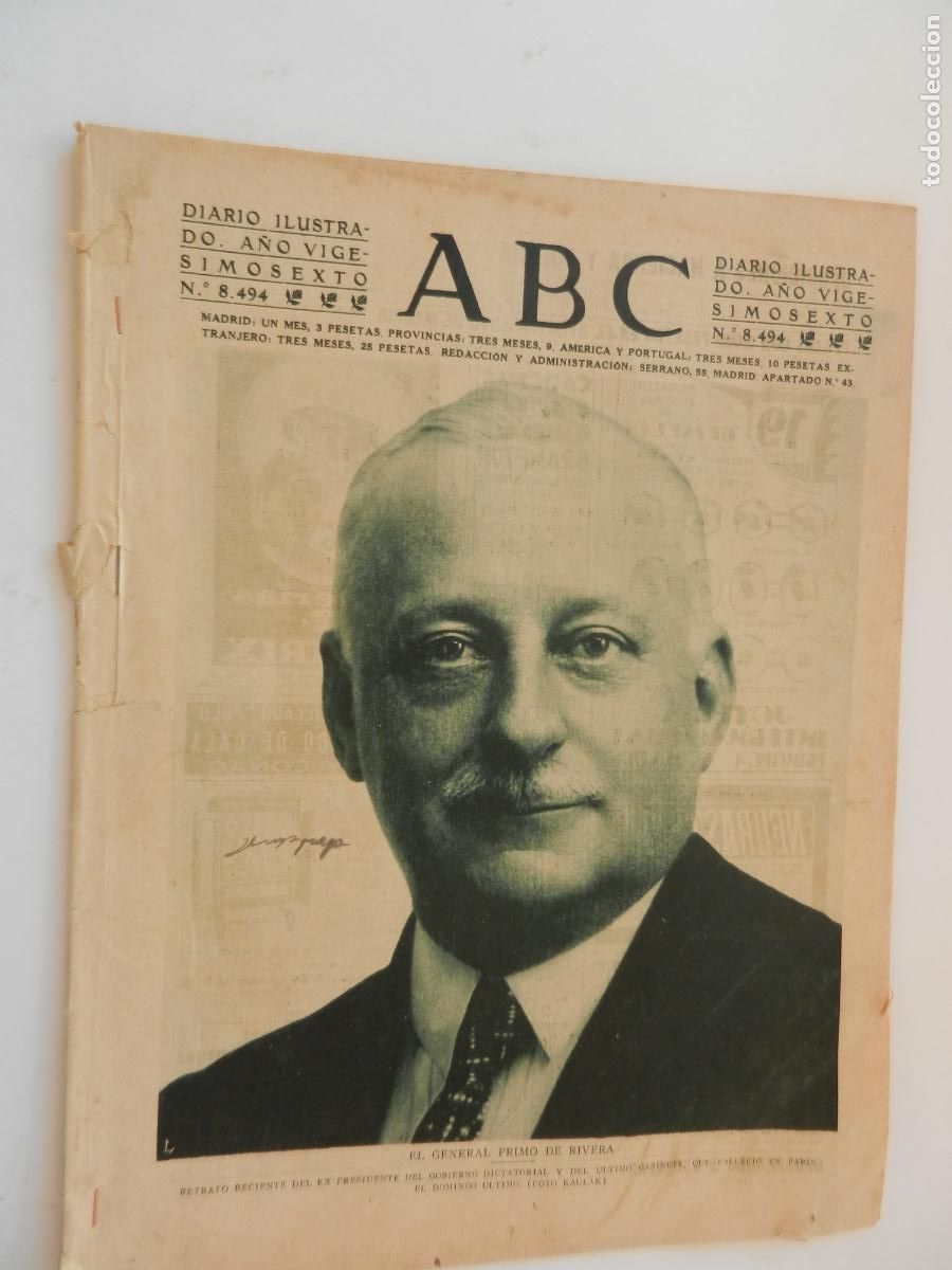 Coleccionismo de Revistas y Peri&oacute;dicos: ABC - N&Uacute;MERO DOMINICAL EXTRAORDINARIO - N&ordm; 8494- MARZO 1930 -EL GENERAL PRIMO DE RIVERA