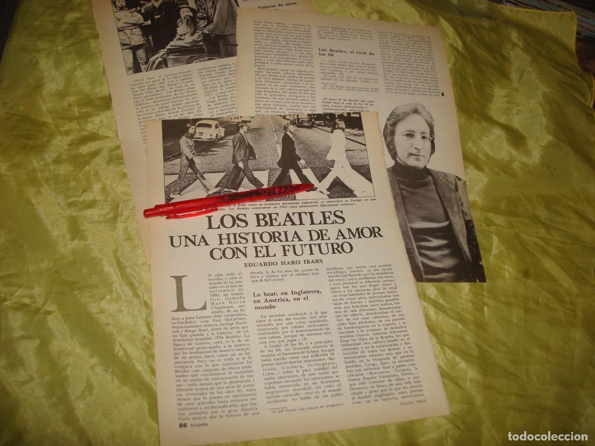 Coleccionismo de Revistas y Peri&oacute;dicos: RECORTE : LOS BEATLES, UNA HISTORIA DE AMOR CON EL FUTURO. TRIUNFO, ENERO 1982