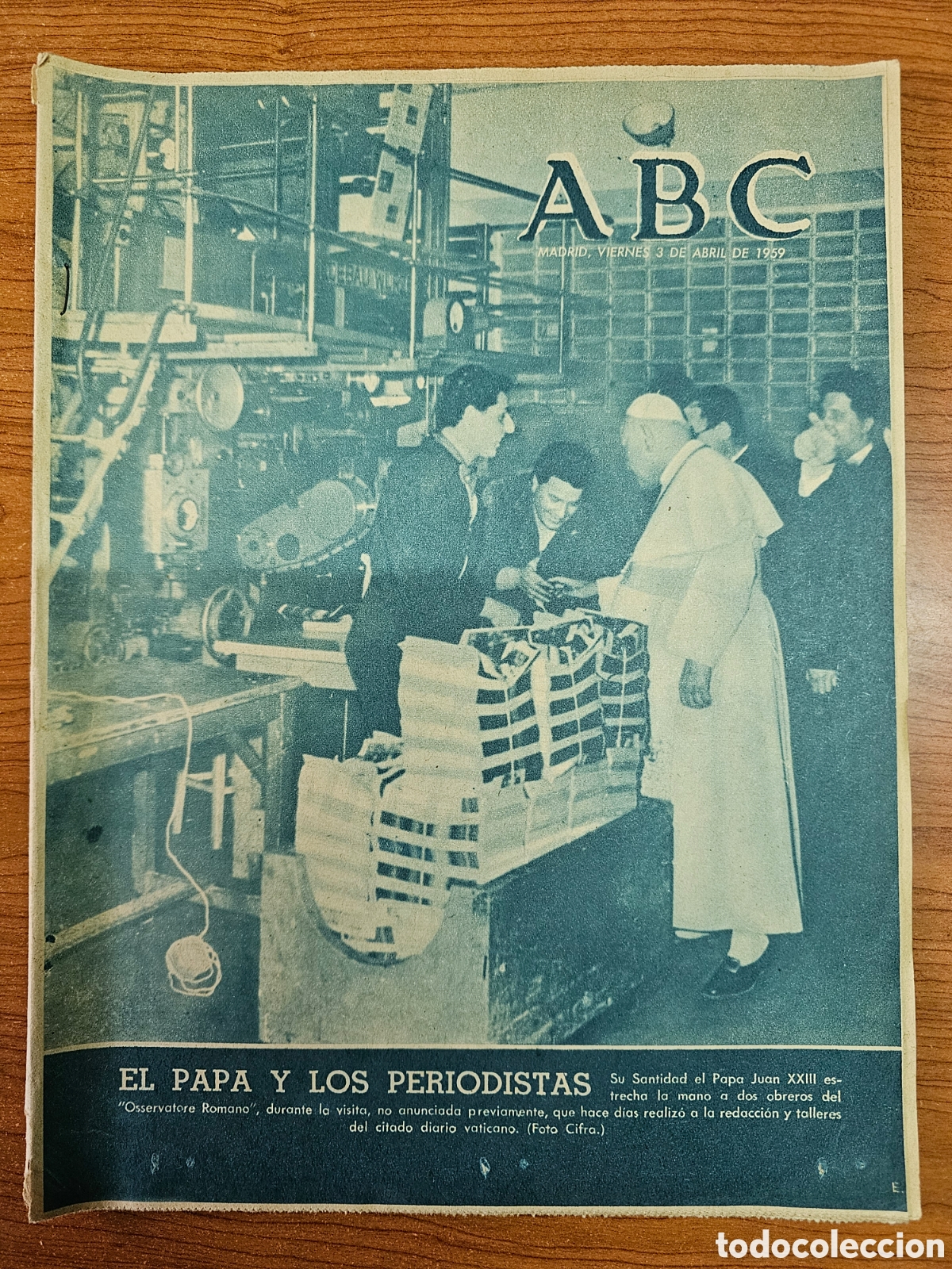 Coleccionismo de Revistas y Peri&oacute;dicos: PERI&Oacute;DICO ABC. EL PAPA Y LOS PERIODISTAS, 3 ABRIL DE 1959