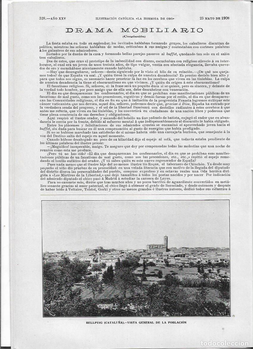 Coleccionismo de revistas y peri&oacute;dicos: A&Ntilde;O 1908 BELLPUIG CONVENTO SANT BARTOMEU BCNA CONCURSO GLOBOS AEROSTATICOS MONISTROL DE CALDERS