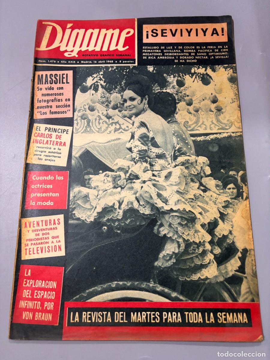 Coleccionismo de Revistas y Peri&oacute;dicos: D&Iacute;GAME. N&ordm; 1476. ABRIL 1968. MASSIEL, SU VIDA EN NUMEROSAS FOTOGRAFIAS.LEER