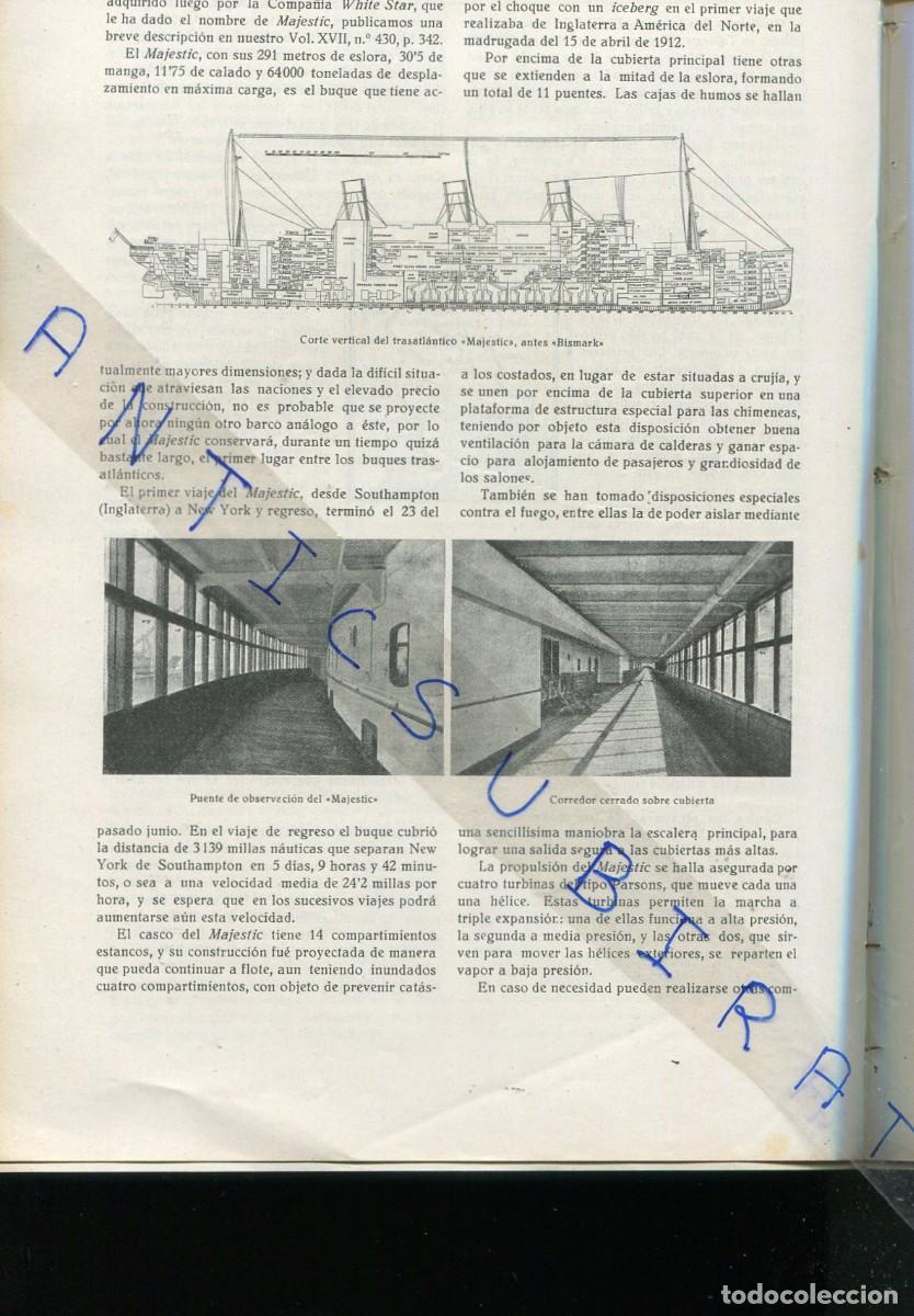 Coleccionismo de Revistas y Peri&oacute;dicos: REVISTA A&Ntilde;O 1922 EL TRASATLANTICO MAJESTIC Y SUS MEJORAS PARA QUE NO PASE COMO EL TITANIC
