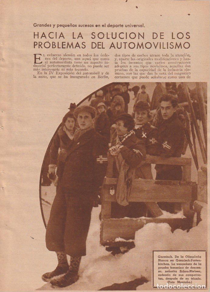 Coleccionismo de Revistas y Peri&oacute;dicos: * DEPORTES * OLIMPIADA BLANCA * Esqu&iacute; en Garmisch; Echou-Nielsen, Ballangrund - 1936