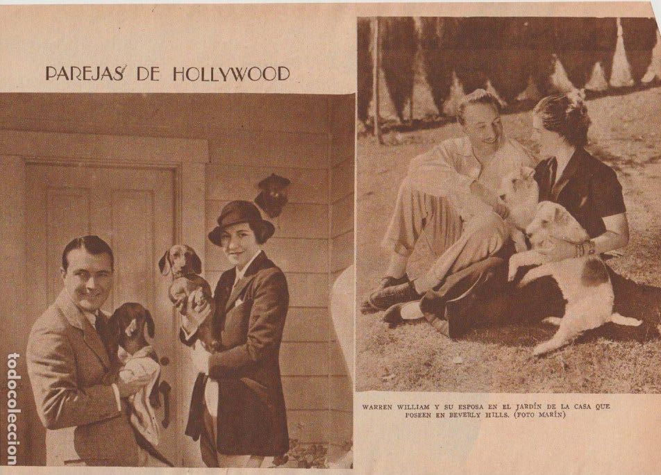Collezionismo di Riviste e Giornali: * CINE * Parejas de Hollywood: Warren William, Richard Barthelmess,Edward G. Robins - 1936
