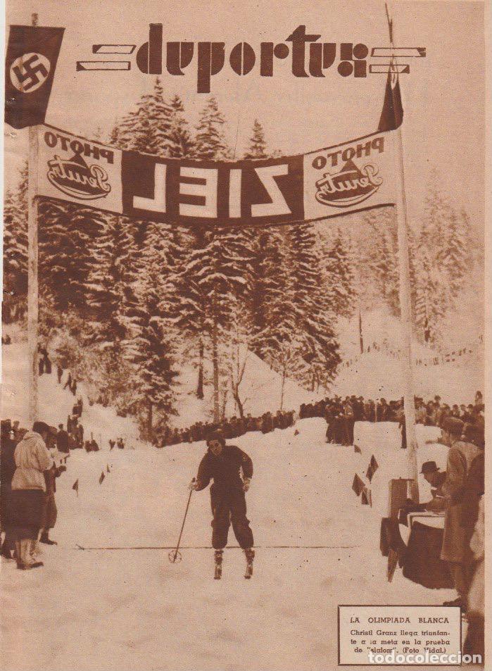 Coleccionismo de Revistas y Peri&oacute;dicos: * ESQU&Iacute; * OLIMPIADA BLANCA * Prueba de slalom, Christi Granz - 1936