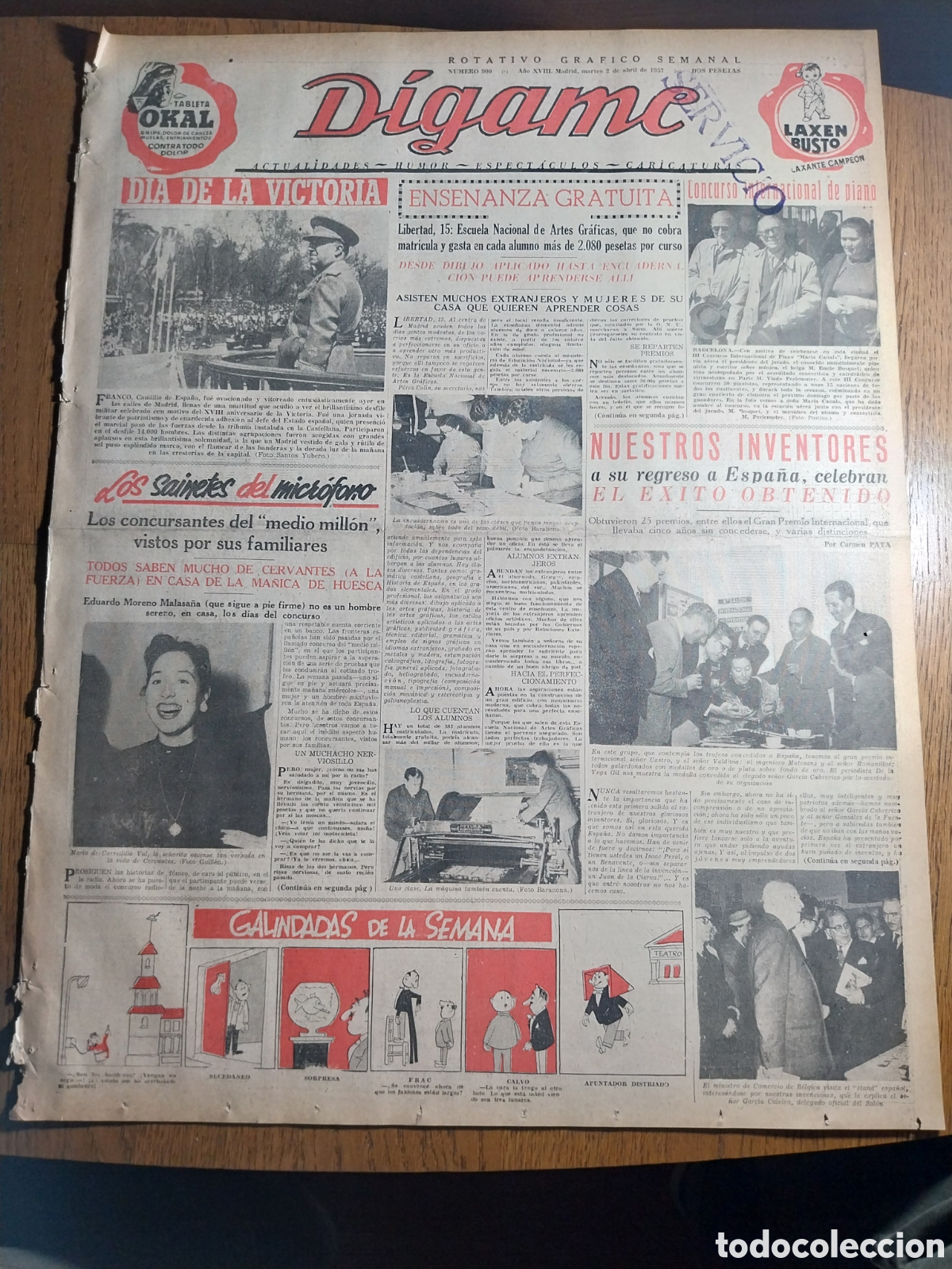 Sammeln von Zeitschriften und Zeitungen: REVISTA 1957 DIA DE LA VICTORIA. MEJICO Y ESPA&Ntilde;A ,UNIDOS . ROSITA QUINTANA . EXPOSICION CRUZ HERRERA