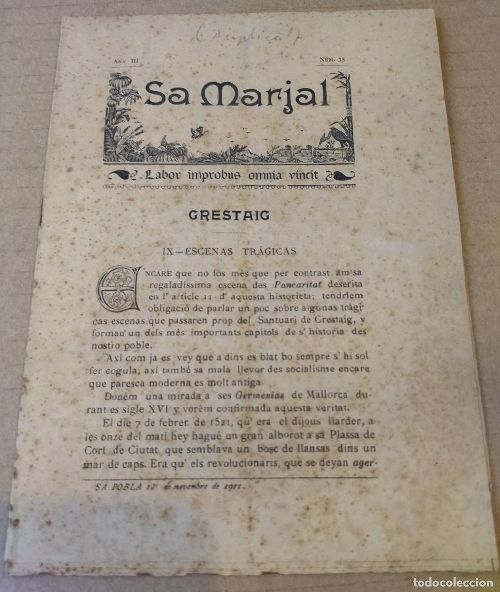 Sammeln von Zeitschriften und Zeitungen: REVISTA SA MARJAL. CRESTAIG. SA POBLA, MALLORCA, 1911. SOBRE LAS GERMAN&Iacute;AS EN SA POBLA.