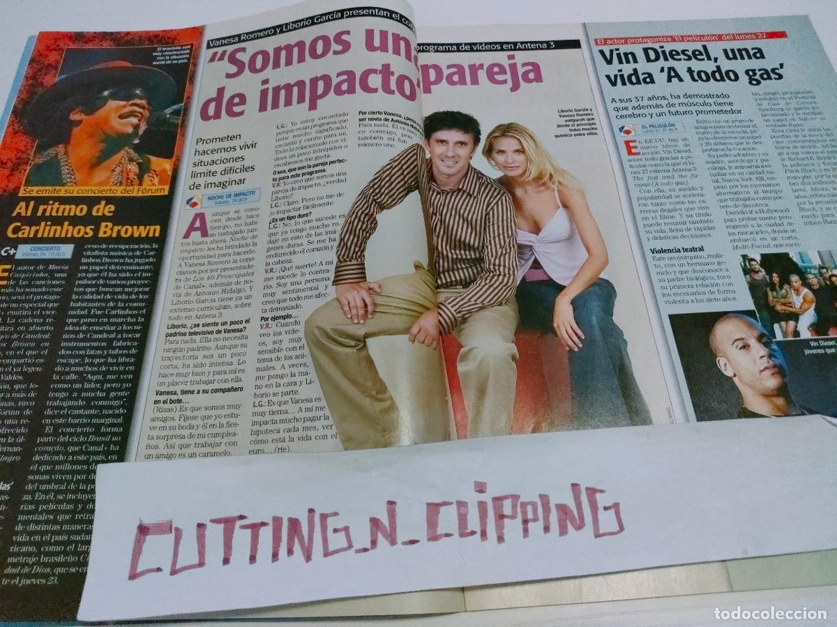 Collezionismo di Riviste e Giornali: Clipping ST042501 VANESA ROMERO, VIN DIESEL