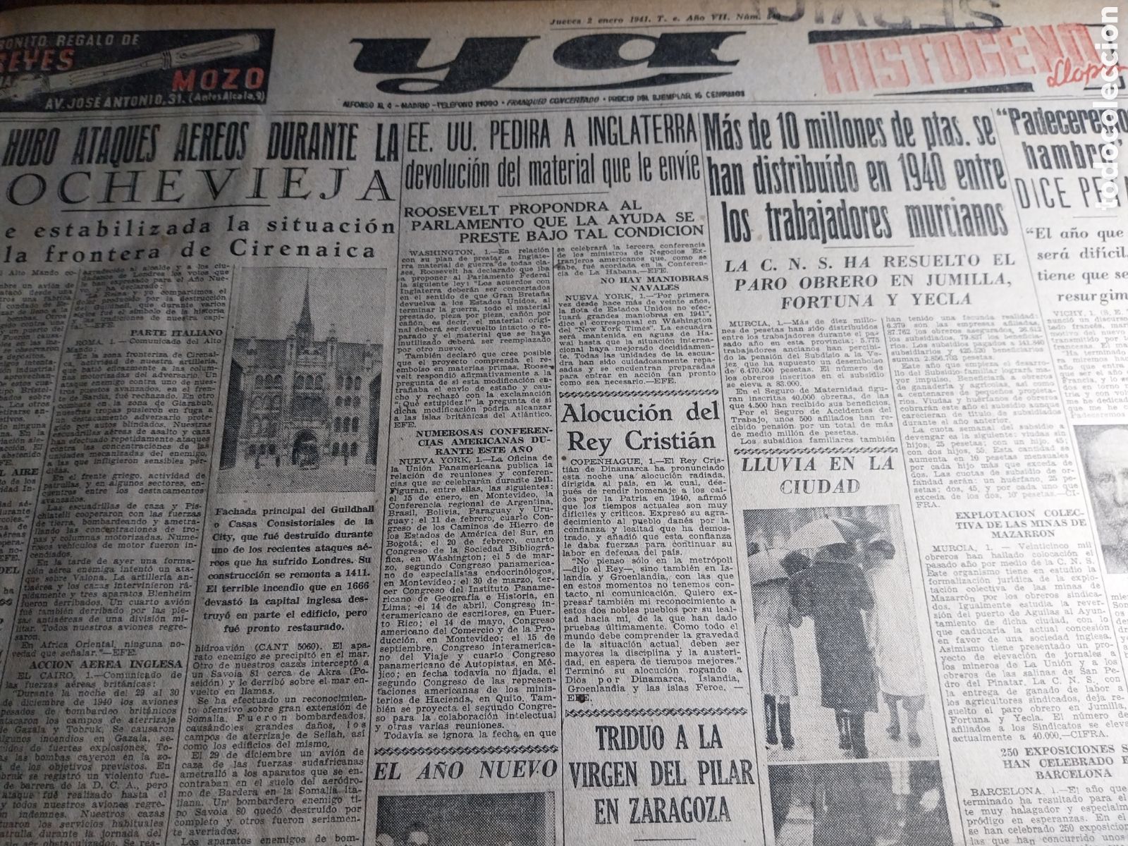 Sammeln von Zeitschriften und Zeitungen: YA 1941 MISA DE MANUEL GARCIA MORENTE. RESUELTO PARO OBRERO JUMILLA YECLA FORTUNA.EMBAJADA FRANCESA