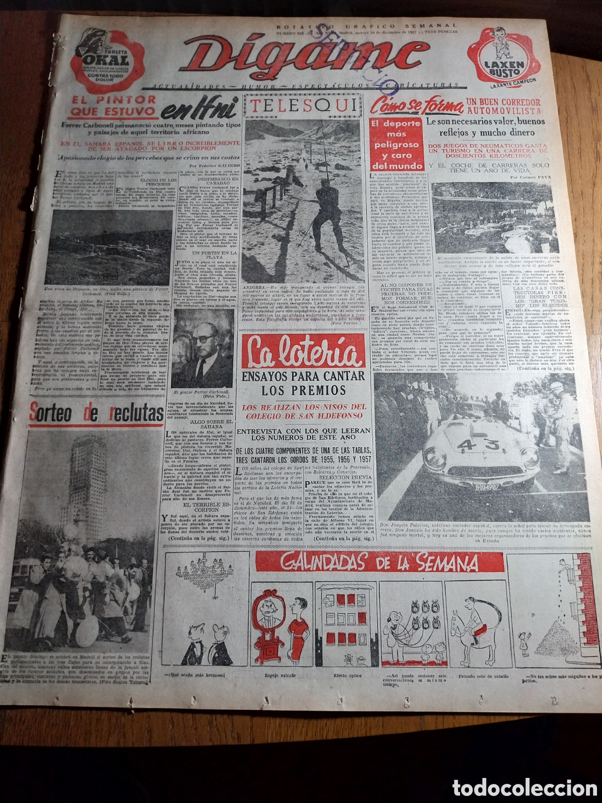 Collezionismo di Riviste e Giornali: REVISTA 1957 PINTOR FERRER CARBONELL IFNI. TELESQUI ANDORRA.EL CONDE DE CANILLEROS
