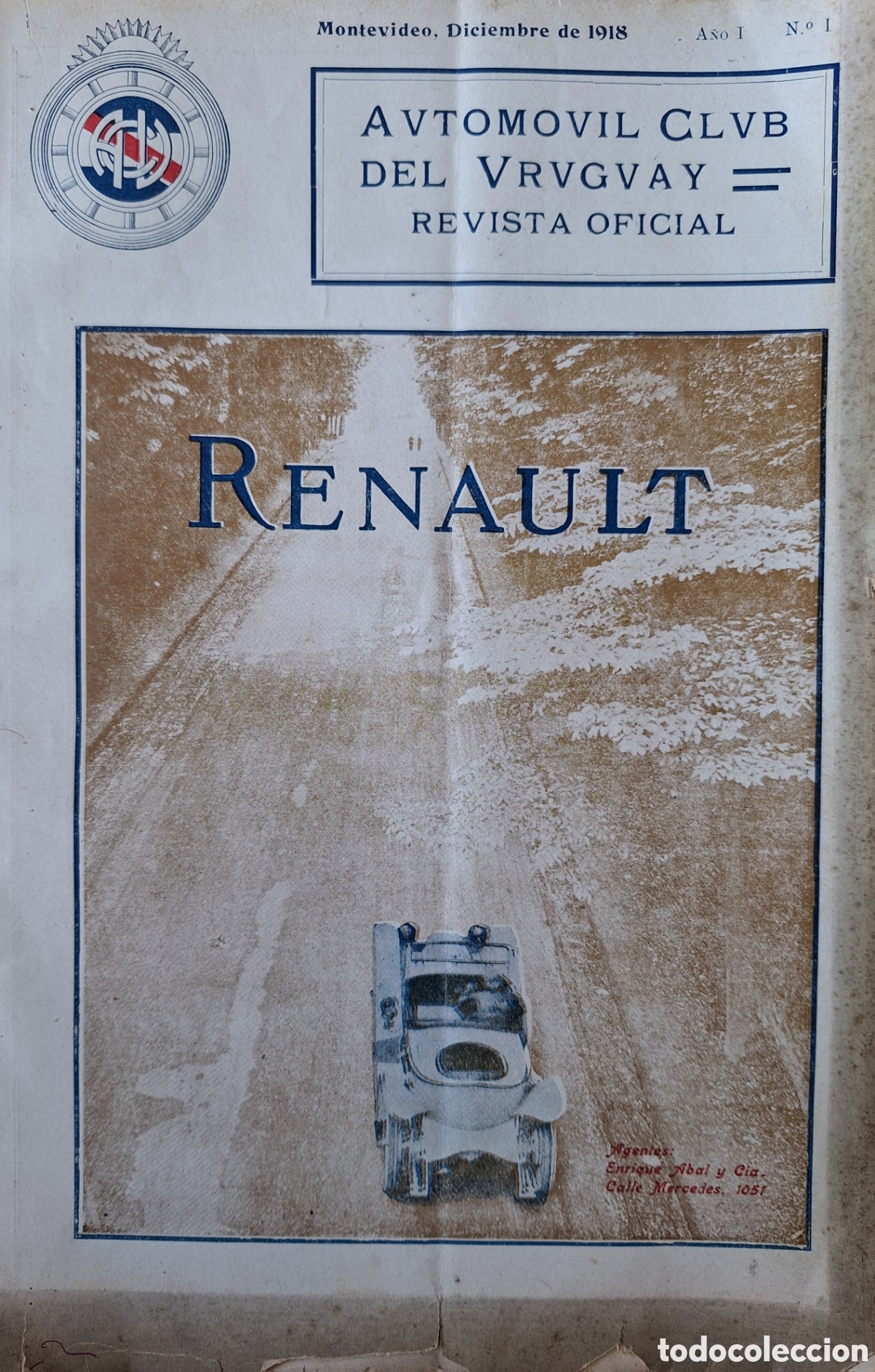 Coleccionismo de Revistas y Peri&oacute;dicos: AUTOMOVIL CLUB DEL URUGUAY REVISTA OFICIAL NUMERO 1 A&Ntilde;O 1918