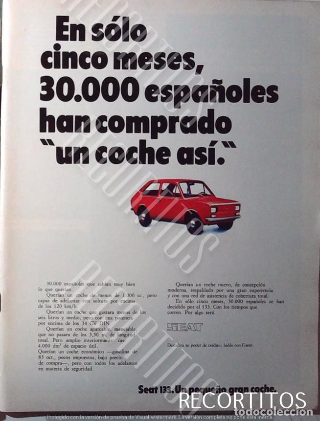 Coleccionismo de revistas y peri&oacute;dicos: SEAT 133 ANUNCIO PUBLICICDAD