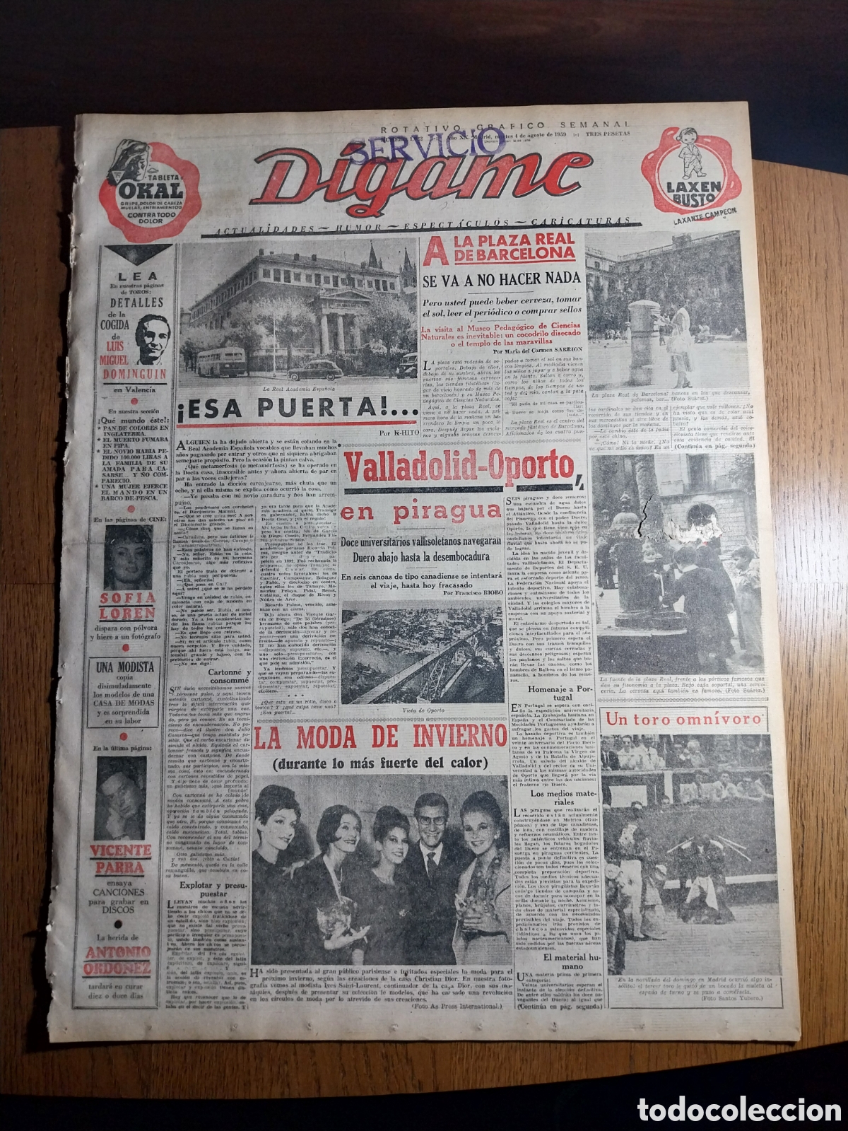 Coleccionismo de revistas y peri&oacute;dicos: D&Iacute;GAME 1959 VALLADOLID- OPORTO EN PIRAGUA. CAFE CANTANTE FANTASIA GITANA EN MEJICO. VICENTE PARRA