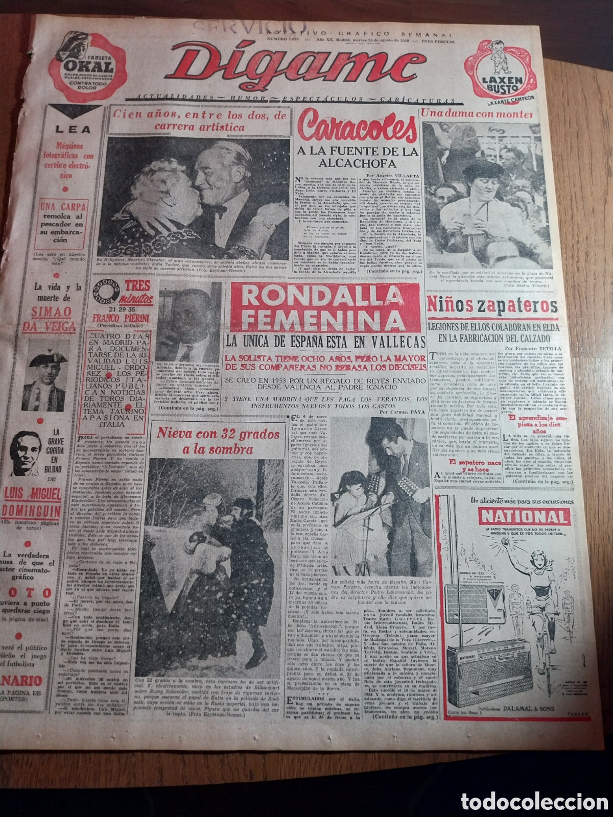 Coleccionismo de revistas y peri&oacute;dicos: D&Iacute;GAME 1959 NI&Ntilde;OS ZAPATEROS EN ELDA. RONDALLA FEMENINA EN VALLECAS