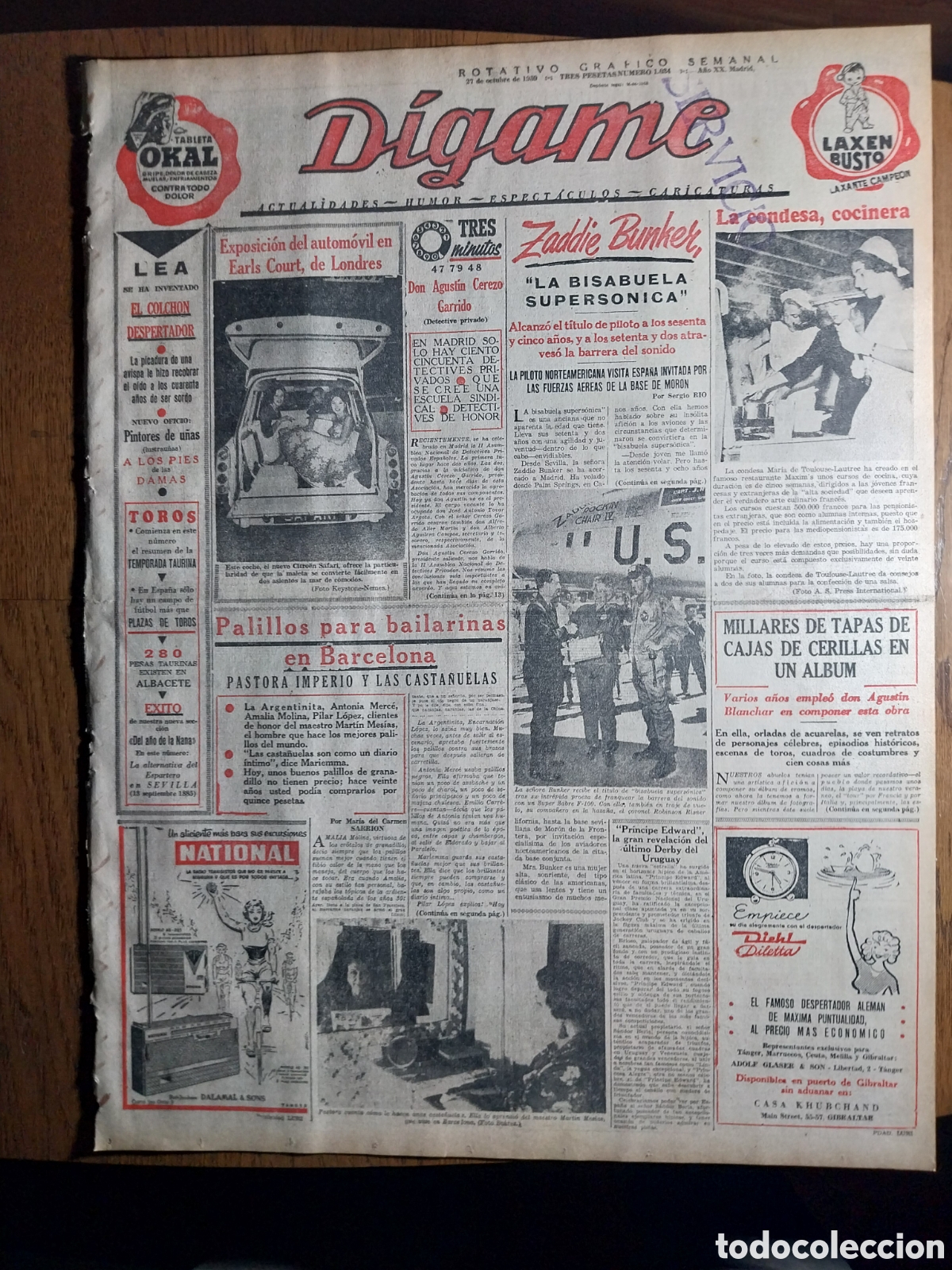 Coleccionismo de revistas y peri&oacute;dicos: D&Iacute;GAME 1959 RAMON LIZARBE COLECCION TAPAS CAJAS CERILLAS. TORERO ANTONIO VERA . HERNANDEZ AQUINO