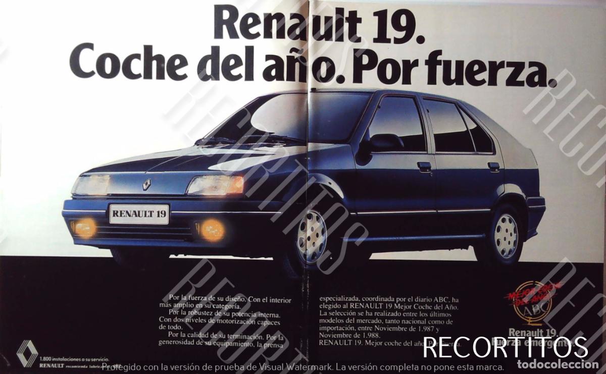 Coleccionismo de Revistas y Peri&oacute;dicos: RENAULT 19 ANUNCIO PUBLICIDAD