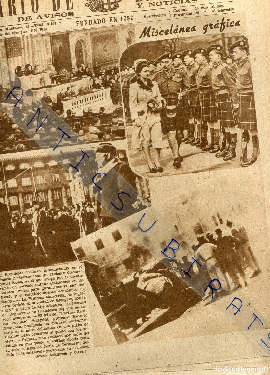 Coleccionismo de Revistas y Peri&oacute;dicos: DIARIO DE BARCELONA A&Ntilde;O 1948 ATENTADO AGENCIA JUDIA JERUSALEN PALESTINA ISRAEL SEMANA SANTA CUENCA