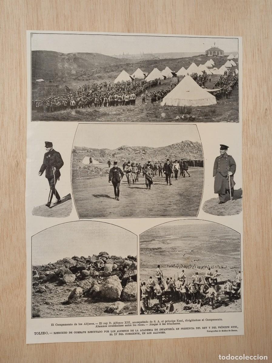 Coleccionismo de Revistas y Peri&oacute;dicos: HOJA REVISTA ORIGINAL CIRCA 1908. EJERCICIO COMBATE ALUMNOS ACADEMIA INFANTERIA, TOLEDO